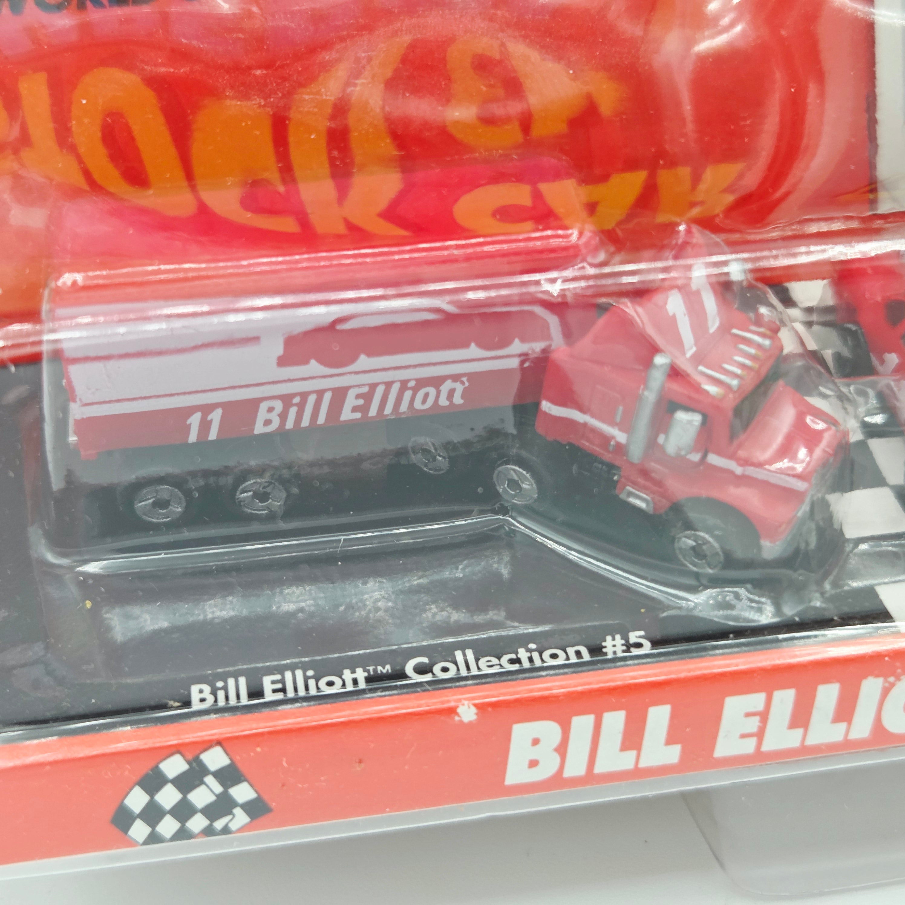 Galoob Micro Machines - Bill Elliot #11 - Semi Truck, Rescue Tow Truck, Stock Car (1991 Stock Car Superstars)
