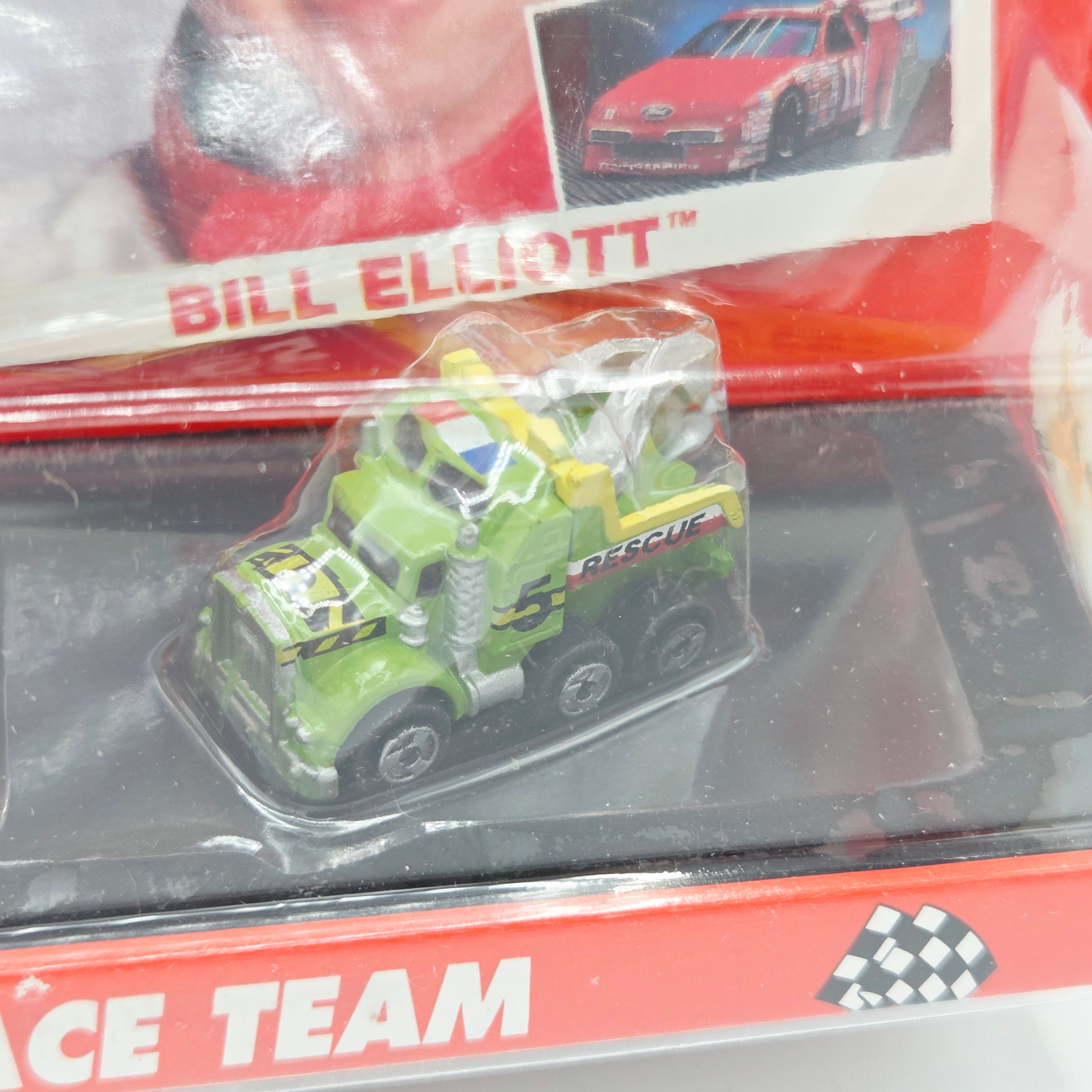 Galoob Micro Machines - Bill Elliot #11 - Semi Truck, Rescue Tow Truck, Stock Car (1991 Stock Car Superstars)