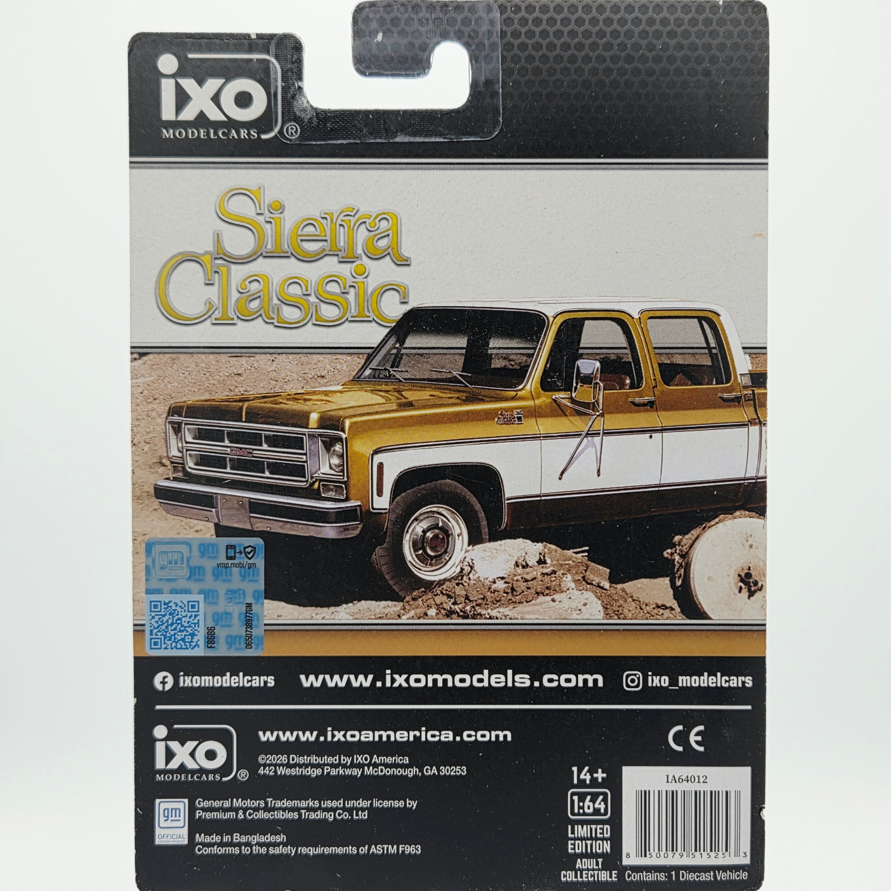 IXO Model Cars '75 GMC Sierra Classic K2500 Pickup - 1:64, Yuba Gold (2026 Limited Edition)