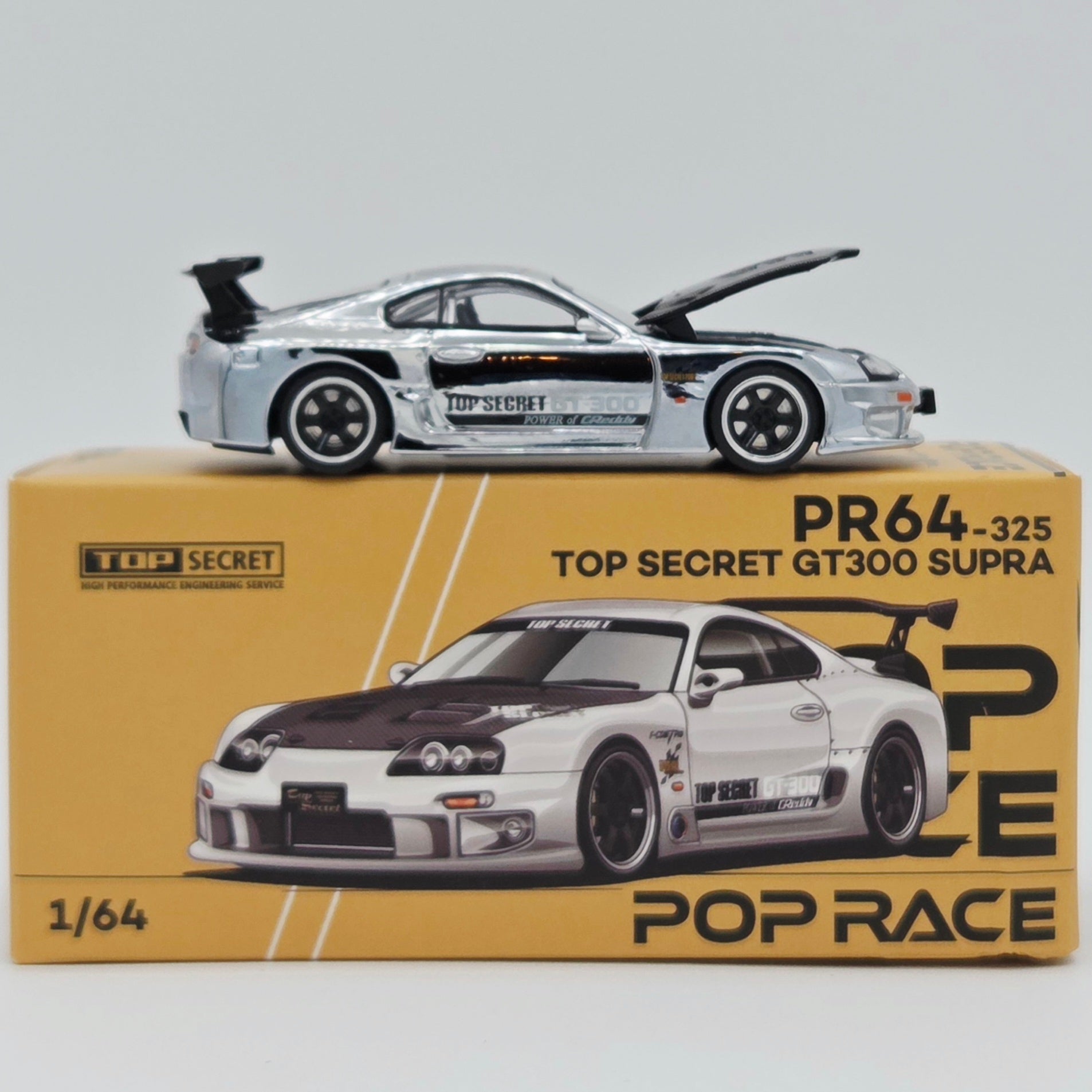 Pop Race Top Secret Toyota GT300 Supra - 1:64, Silver Chrome (2026 Limited Edition)