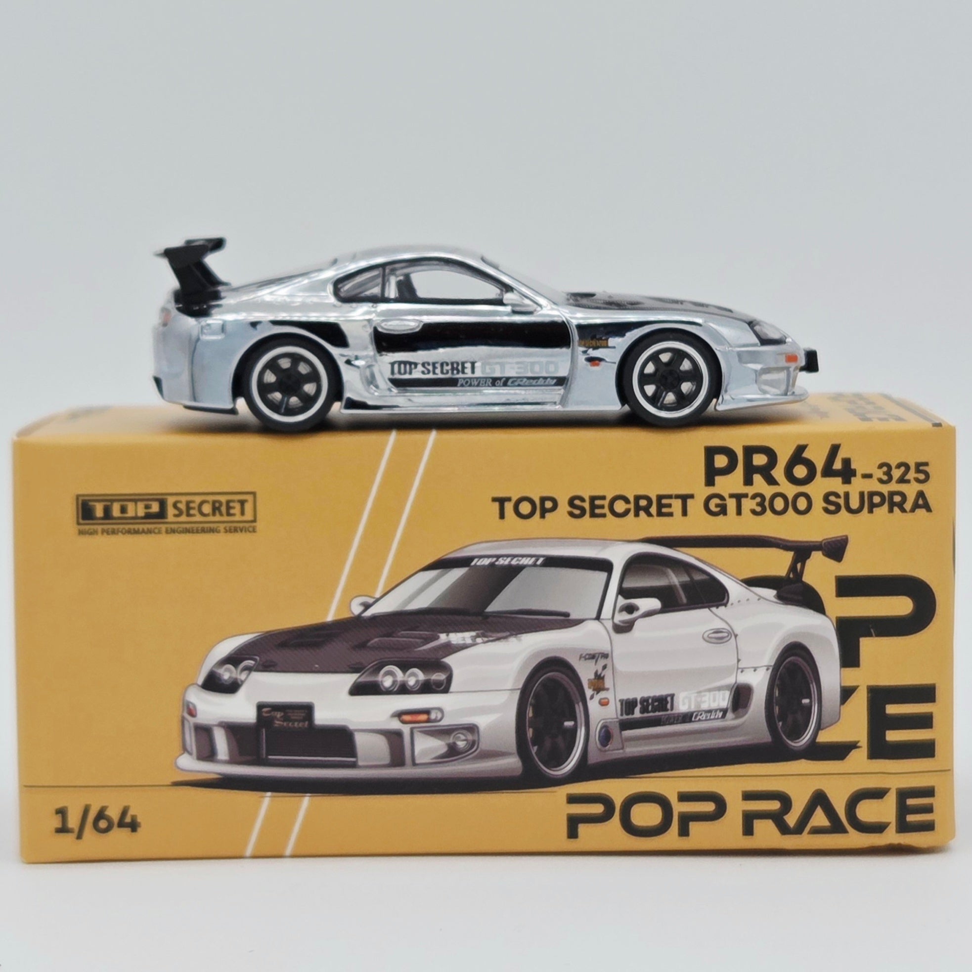 Pop Race Top Secret Toyota GT300 Supra - 1:64, Silver Chrome (2026 Lim