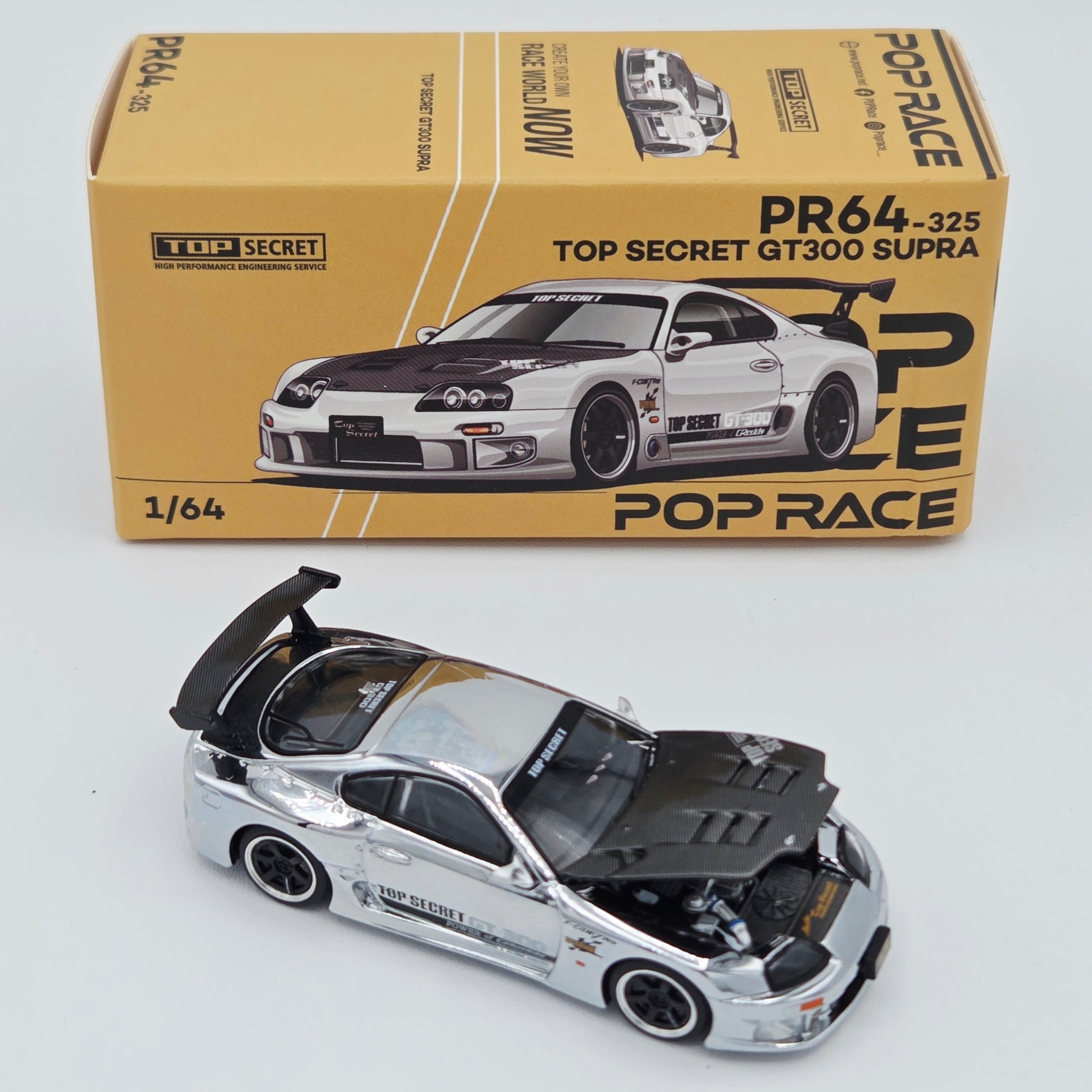 Pop Race Top Secret Toyota GT300 Supra - 1:64, Silver Chrome (2026 Limited Edition)