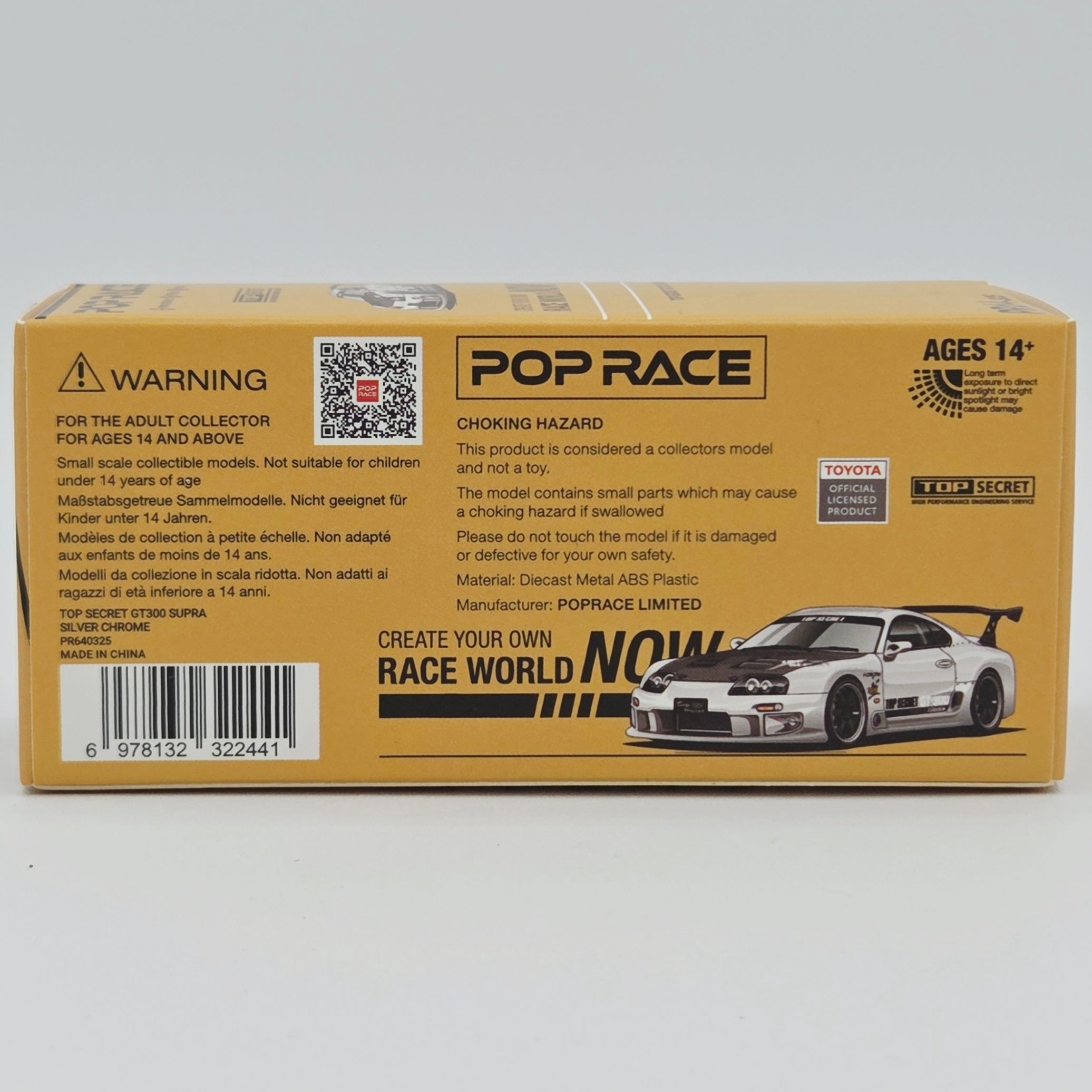 Pop Race Top Secret Toyota GT300 Supra - 1:64, Silver Chrome (2026 Limited Edition)
