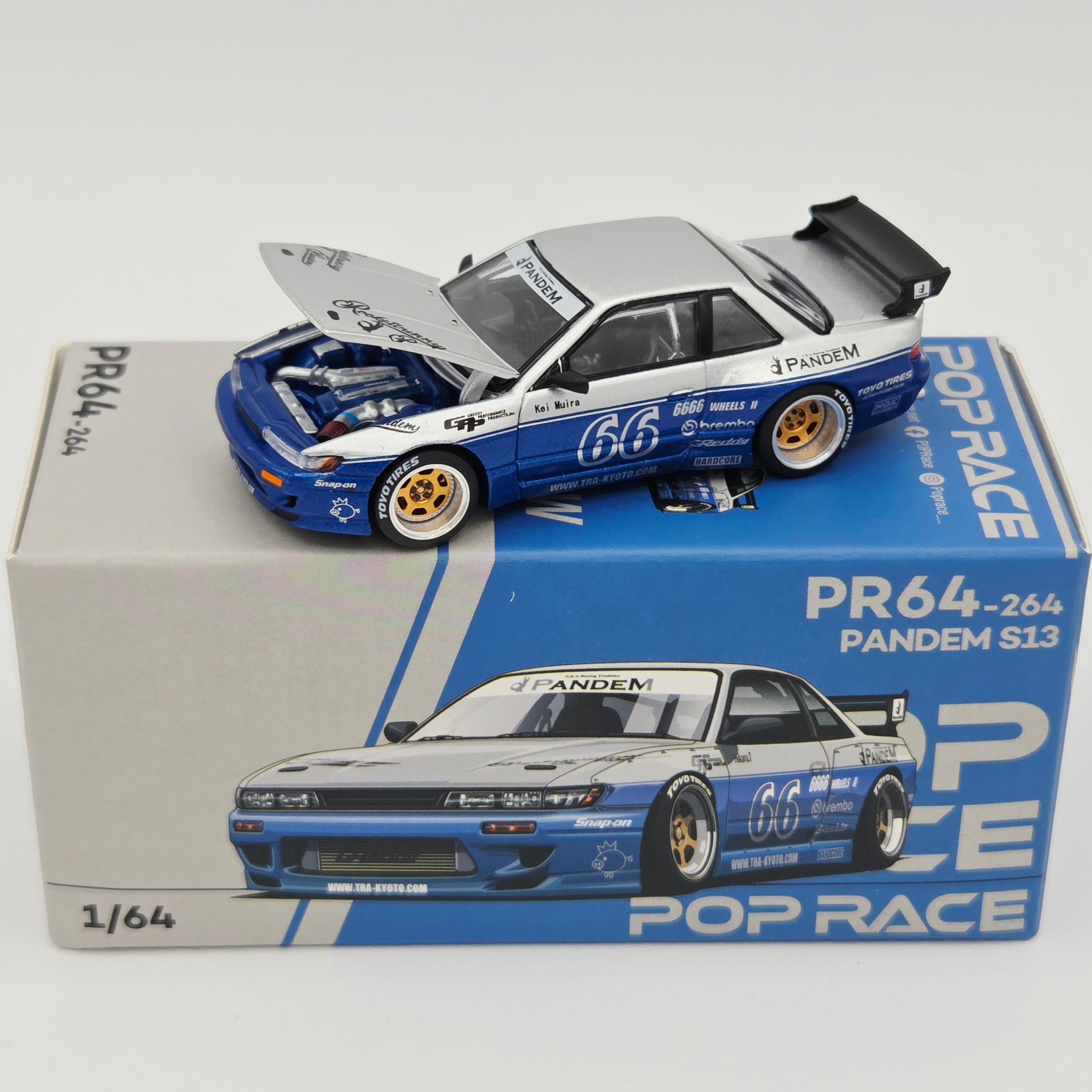 Pop Race Pandem Nissan Silvia S13 - 1:64, Moontech Blue (2026 Limited