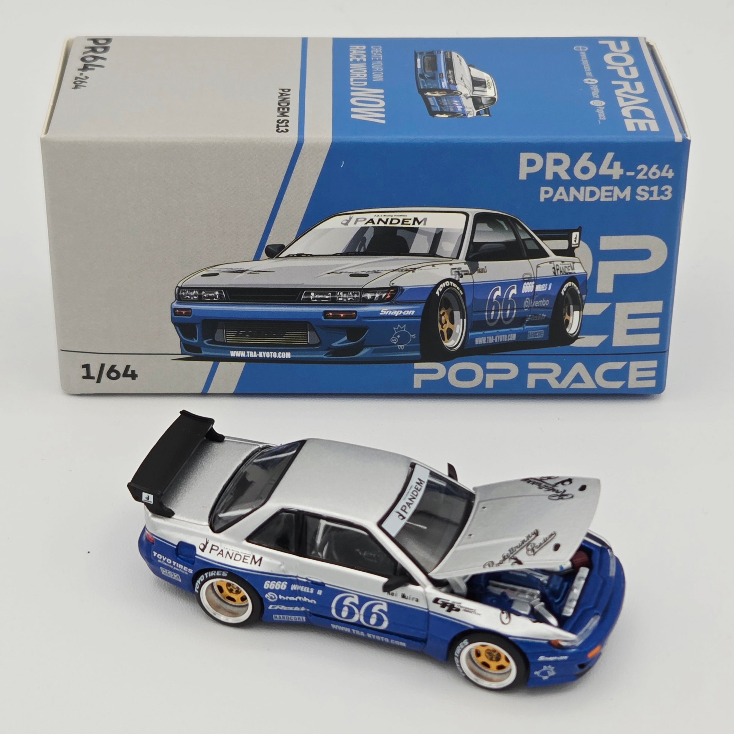 Pop Race Pandem Nissan Silvia S13 - 1:64, Moontech Blue (2026 Limited Edition)
