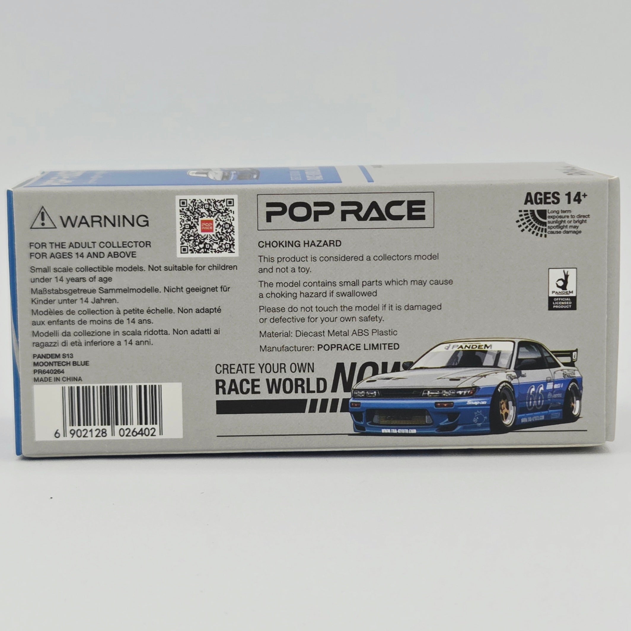 Pop Race Pandem Nissan Silvia S13 - 1:64, Moontech Blue (2026 Limited