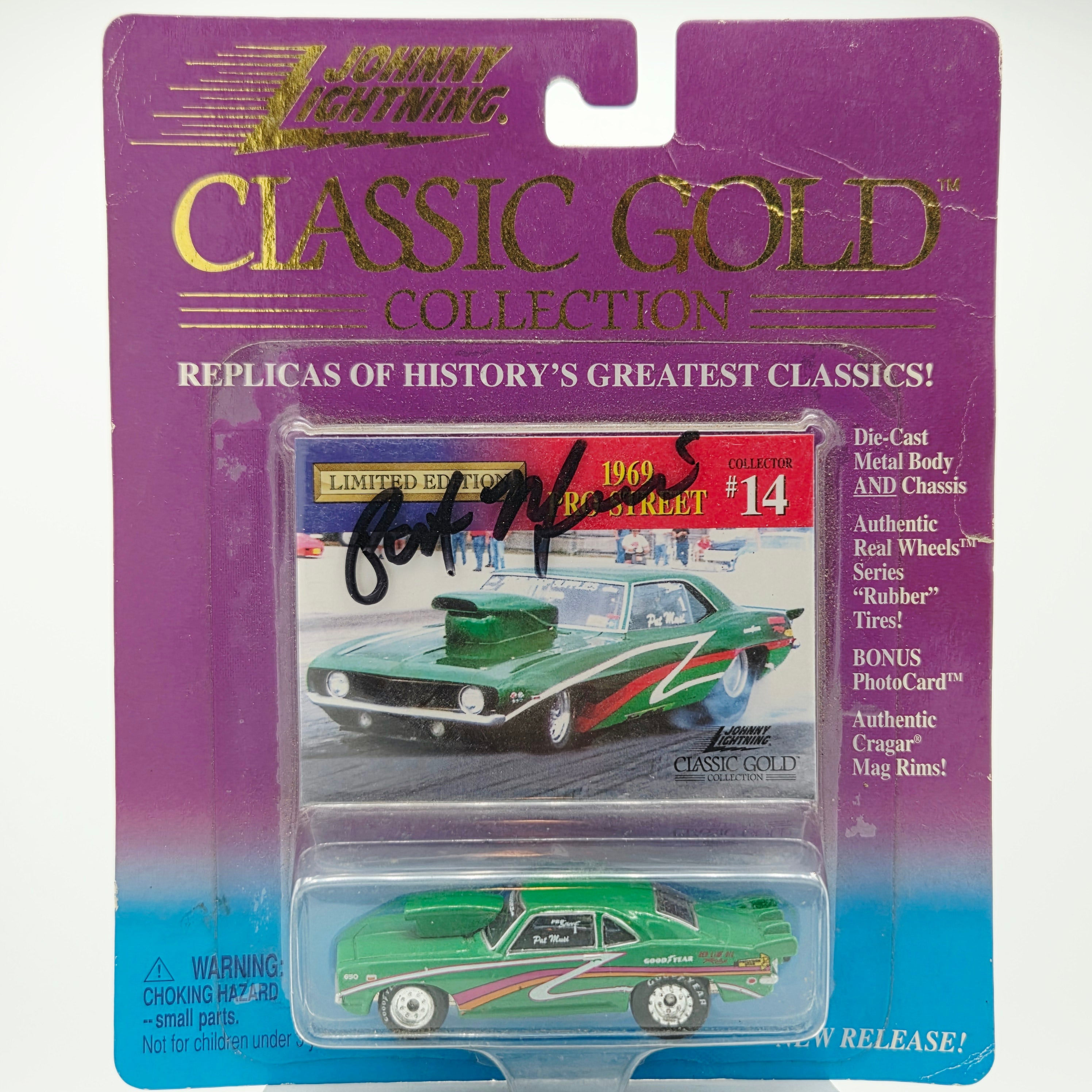Johnny Lightning '69 Camaro Pro Street *SIGNED BY DRIVER "PAT MUSI"* - 1:64 (1999 Classic Gold)