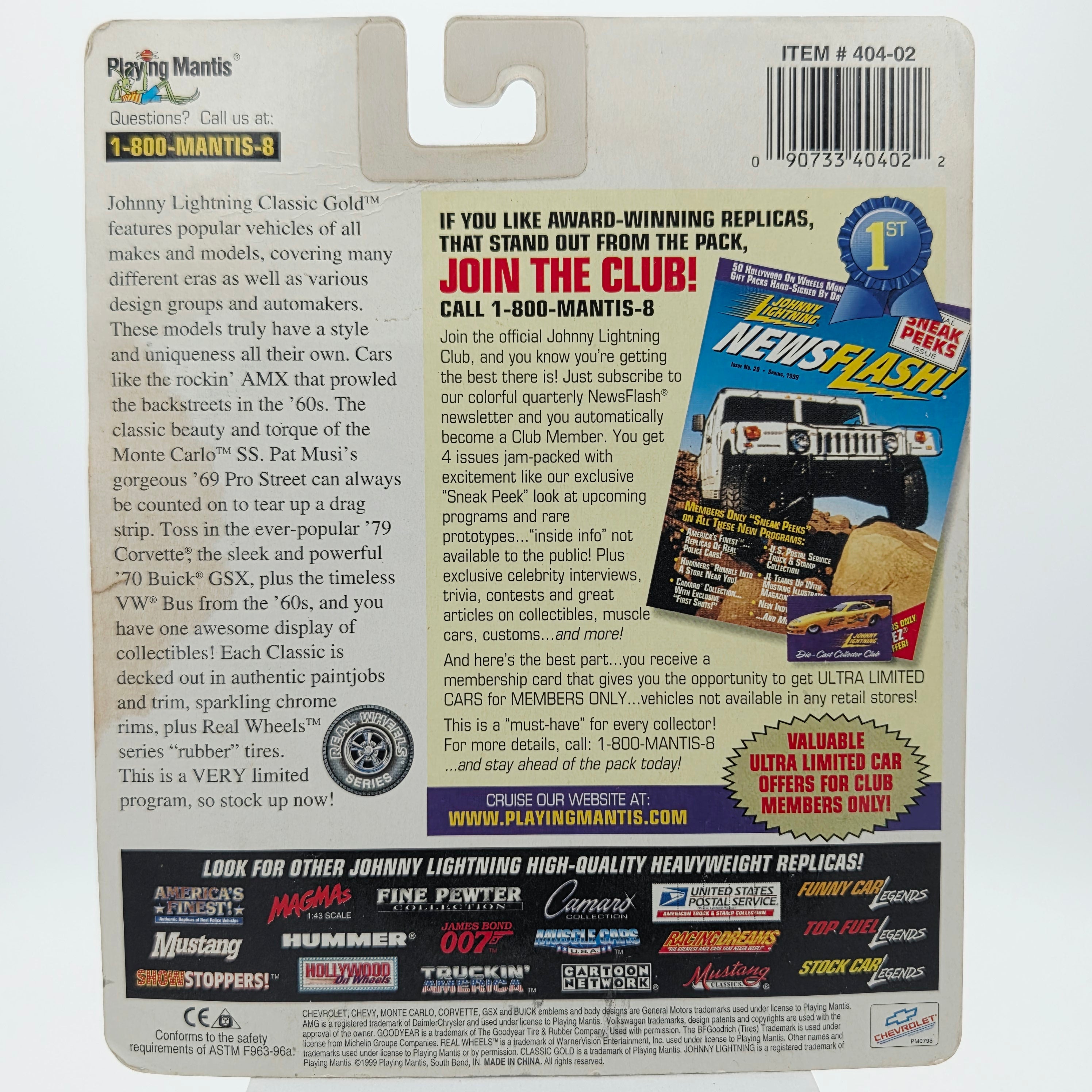 Johnny Lightning '69 Camaro Pro Street *SIGNED BY DRIVER "PAT MUSI"* - 1:64 (1999 Classic Gold)