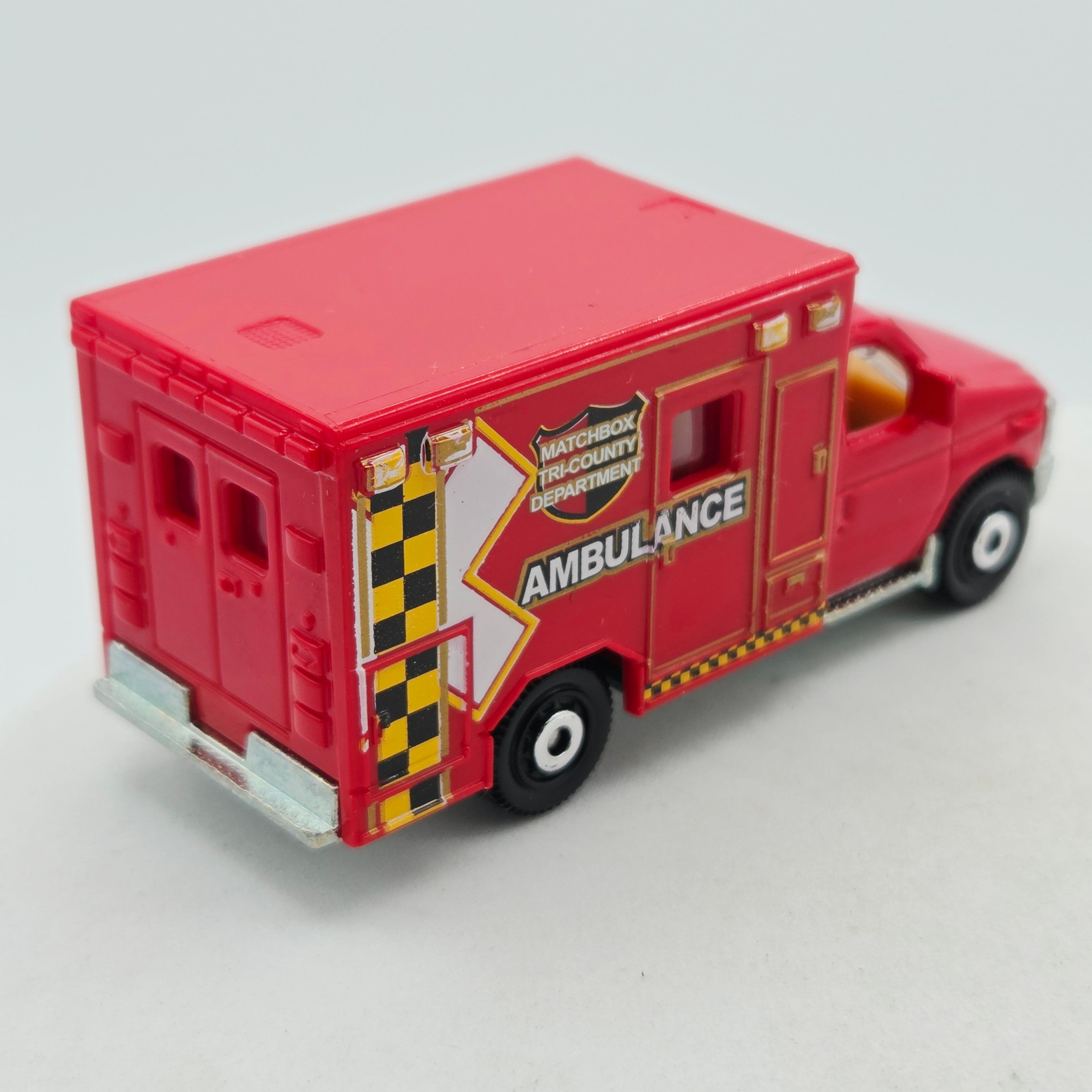 Matchbox '09 Ford F-350 Ambulance "Tri-County", Loose (2014 MBX Basic - Heroic Rescue)