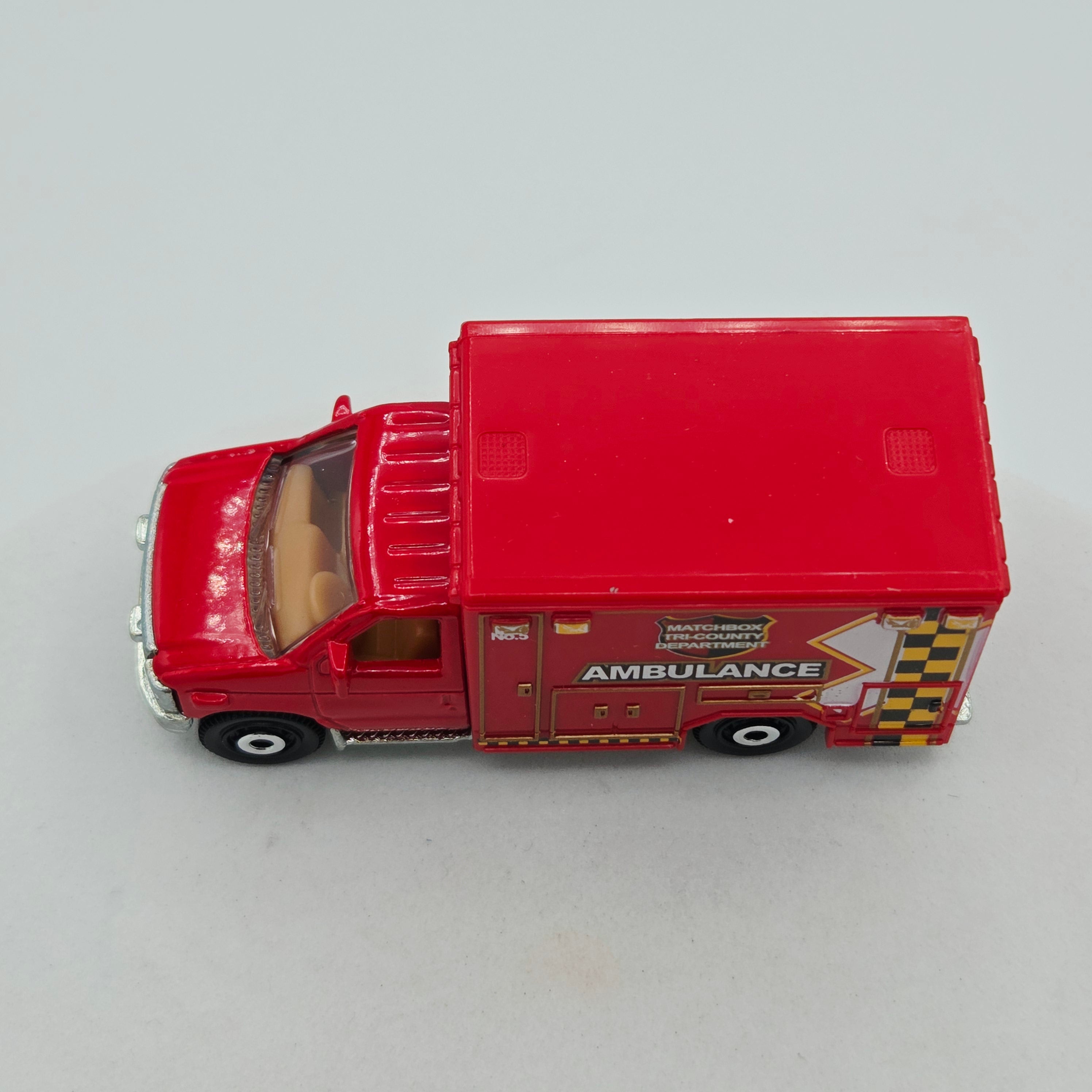 Matchbox '09 Ford F-350 Ambulance "Tri-County", Loose (2014 MBX Basic - Heroic Rescue)