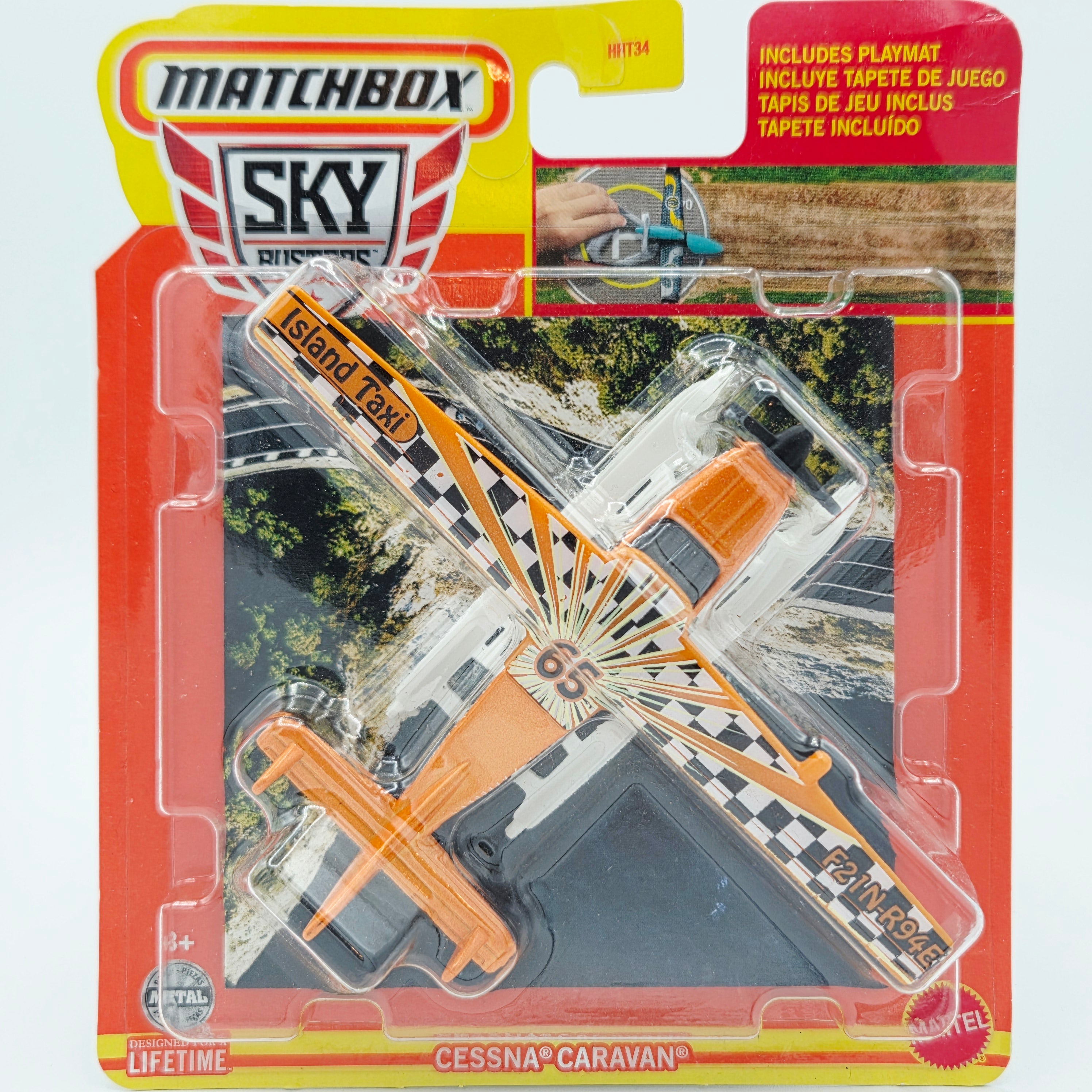 Matchbox Cessna Caravan Airplane w/ playmat "Island Taxi" (2024 Sky Busters) *Damaged Corner*