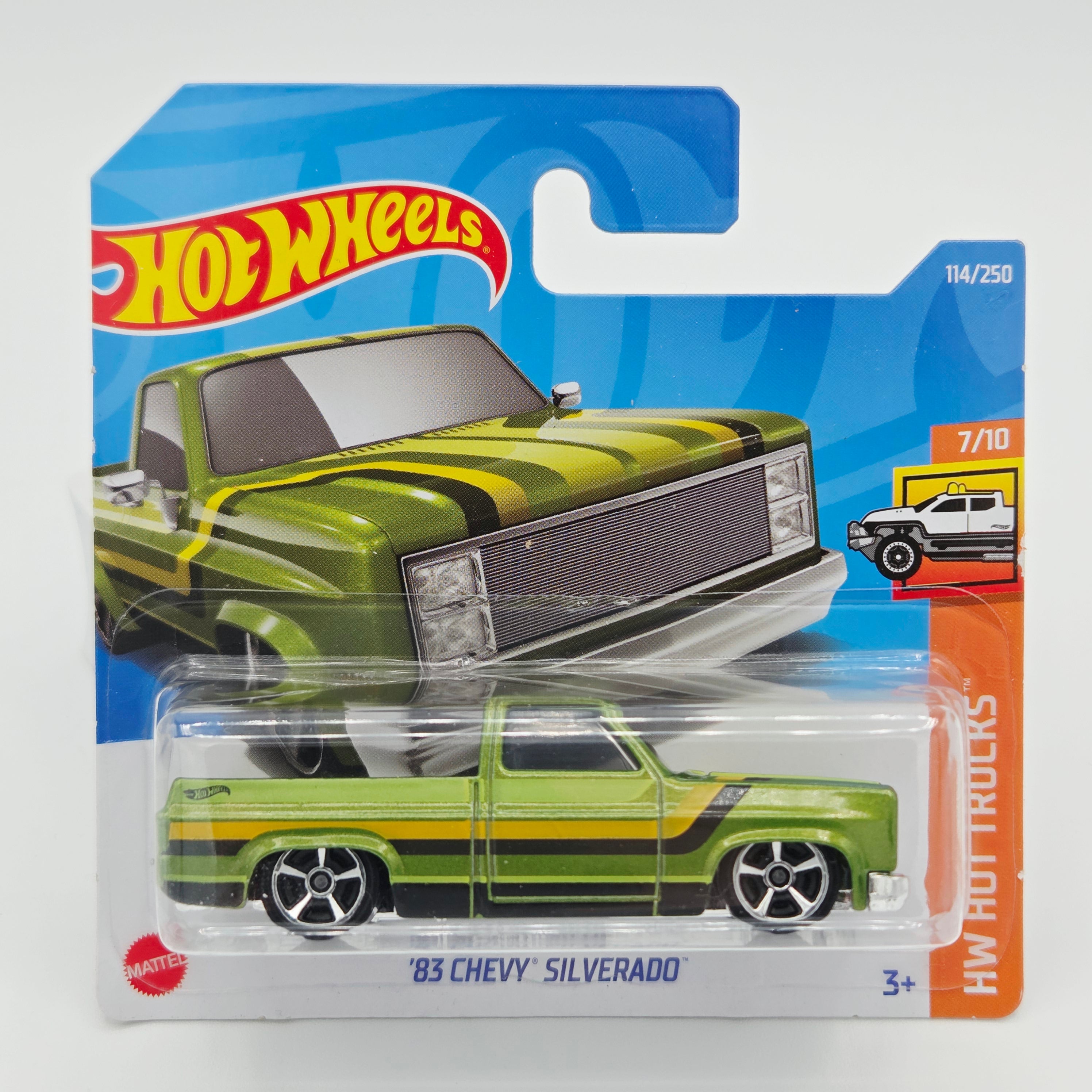 Hot Wheels '83 Chevy Silverado - Short Card (2022 HW Basic - Hot Trucks)