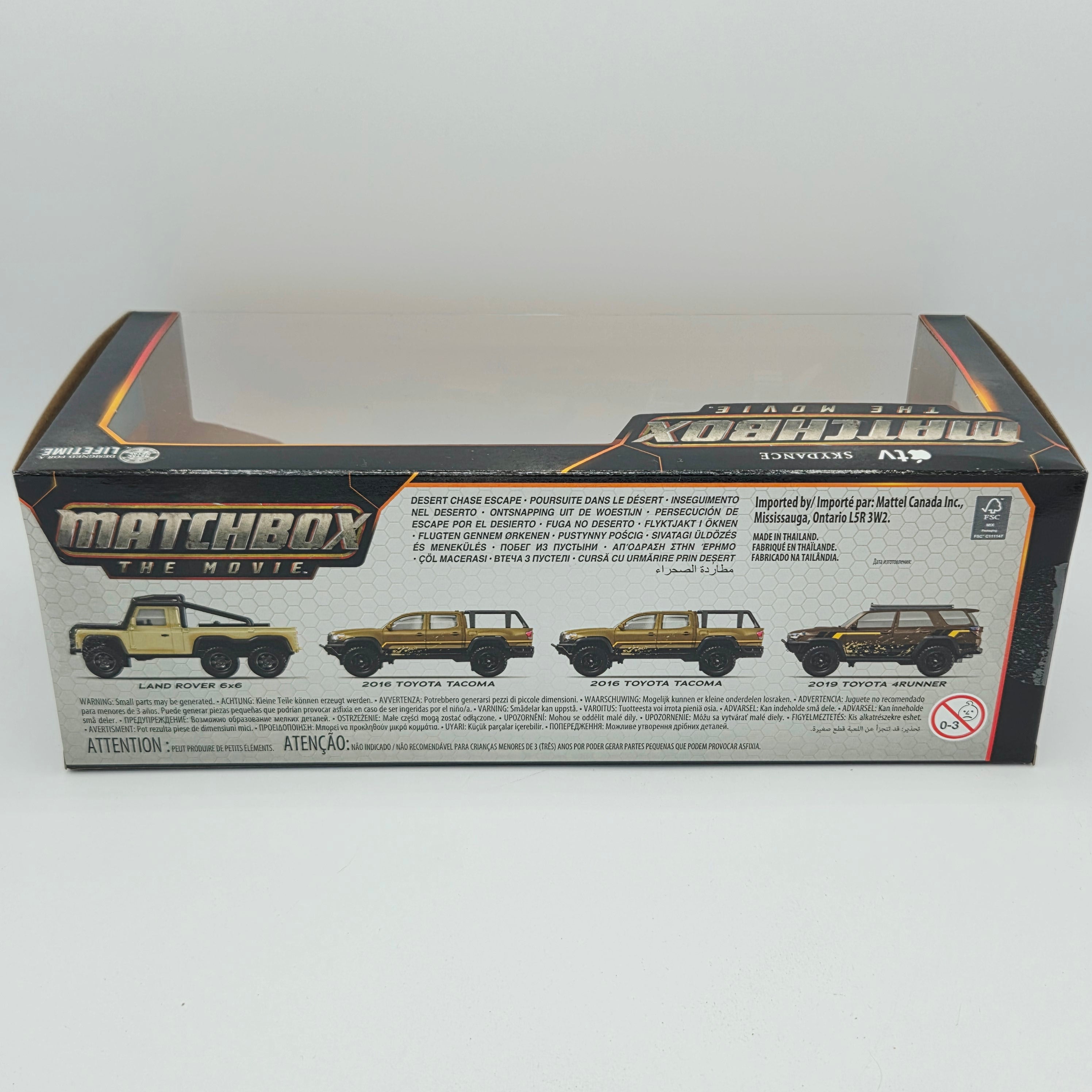Matchbox Desert Chase Escape Diorama - Toyota 4runner, Tacoma, Land Rover 6x6 (2026 Matchbox Movie Multipack)