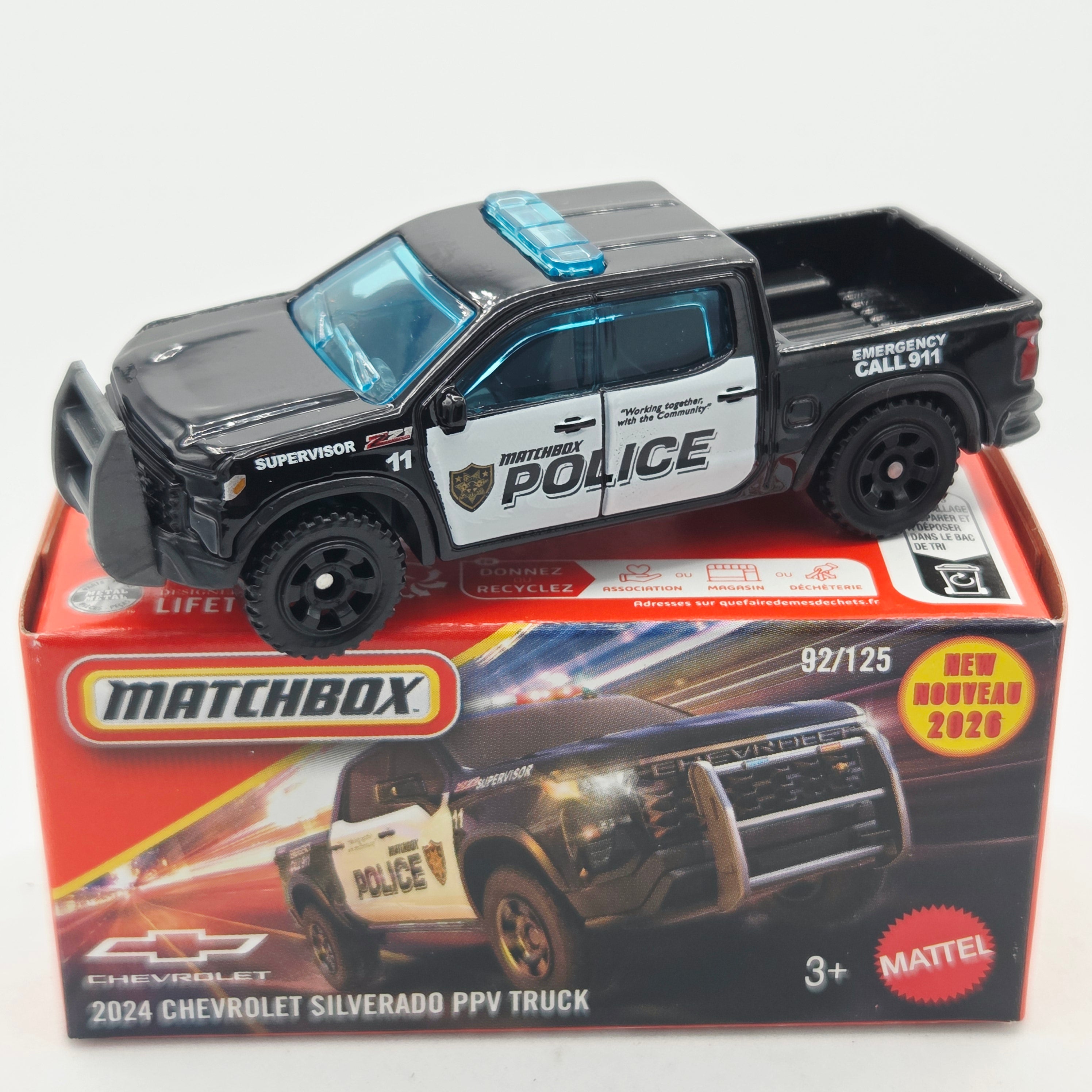 Matchbox '24 Chevrolet Silverado PPV Police Truck (2026 Mix 9 K Basic - Power Grabs)