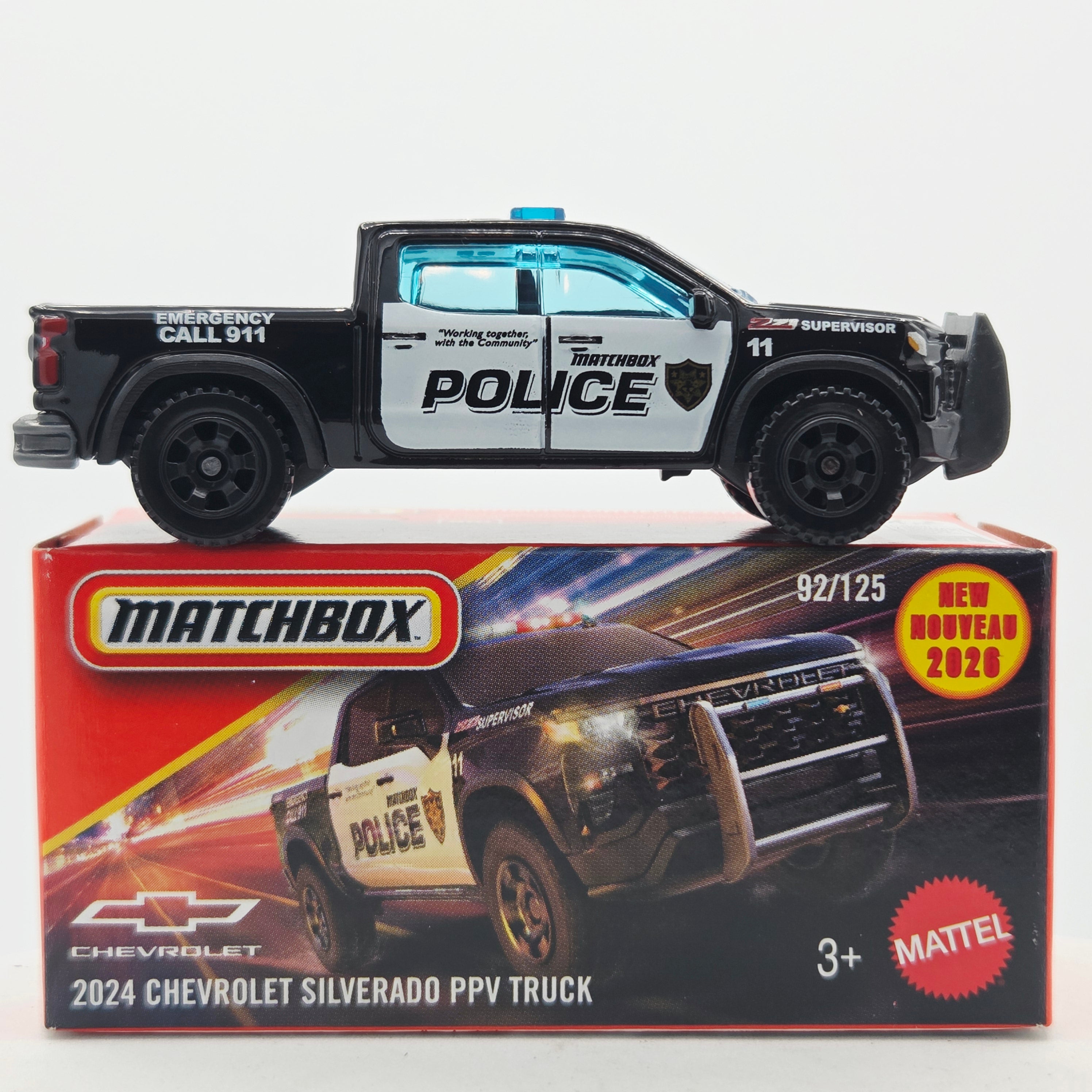 Matchbox '24 Chevrolet Silverado PPV Police Truck (2026 Mix 9 K Basic - Power Grabs)