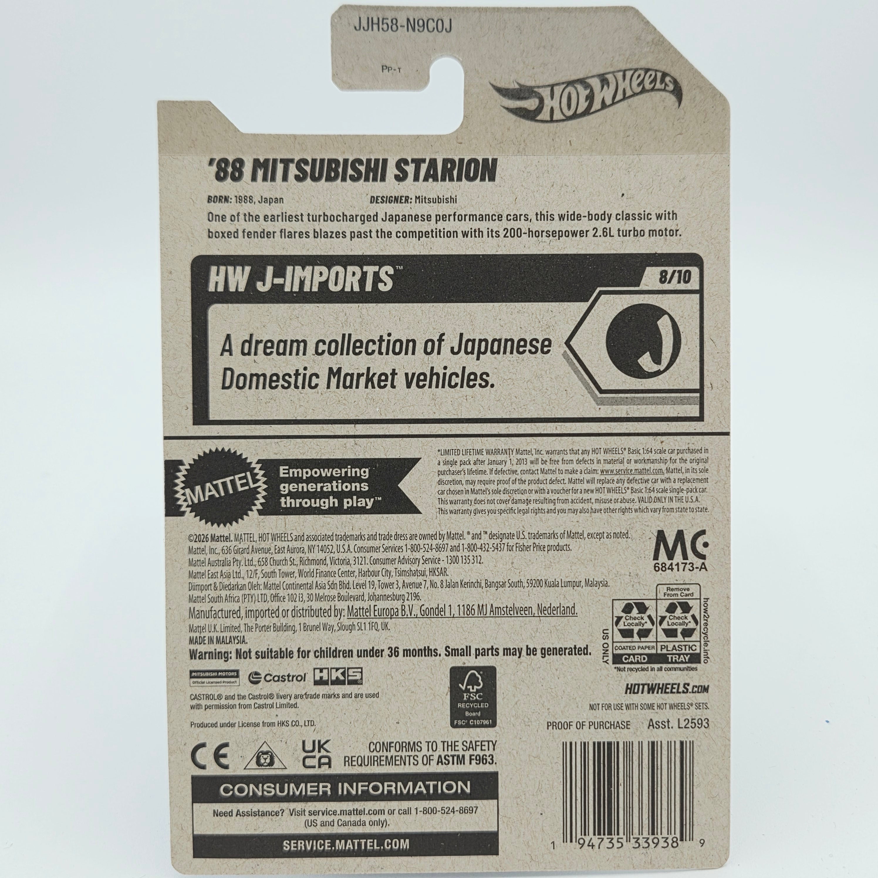 Hot Wheels '88 Mitsubsihi Starion (2026 HW Basic Case J - J-Imports)