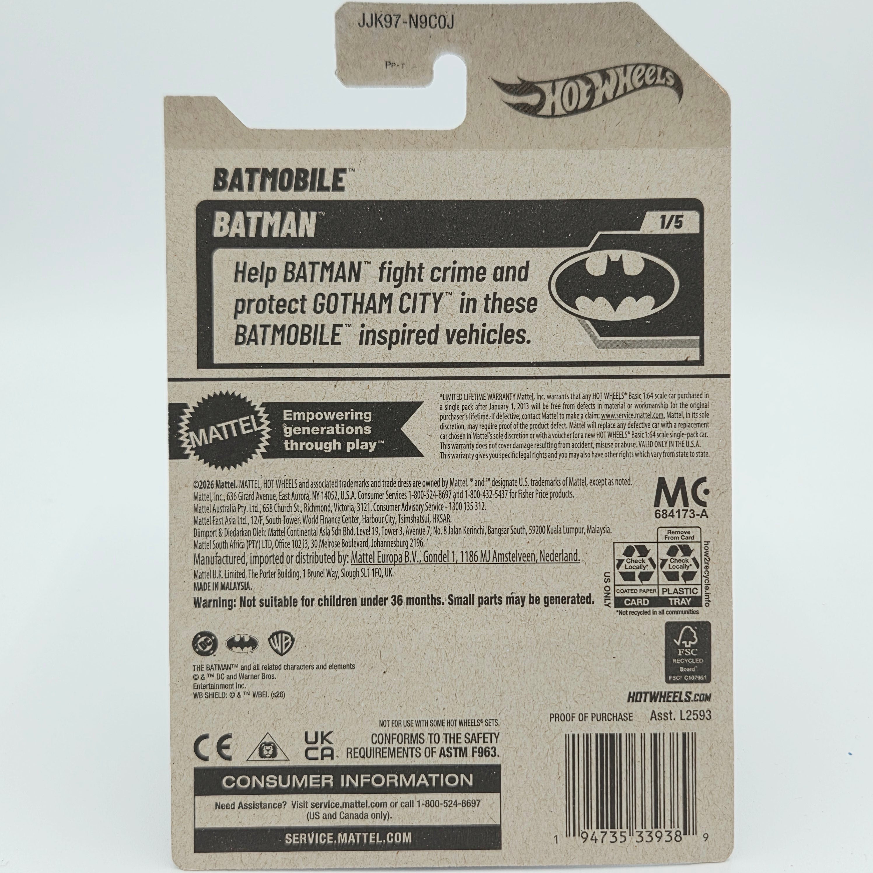 Hot Wheels Batmobile - Dark Blue (2026 HW Basic Case J - Batman)