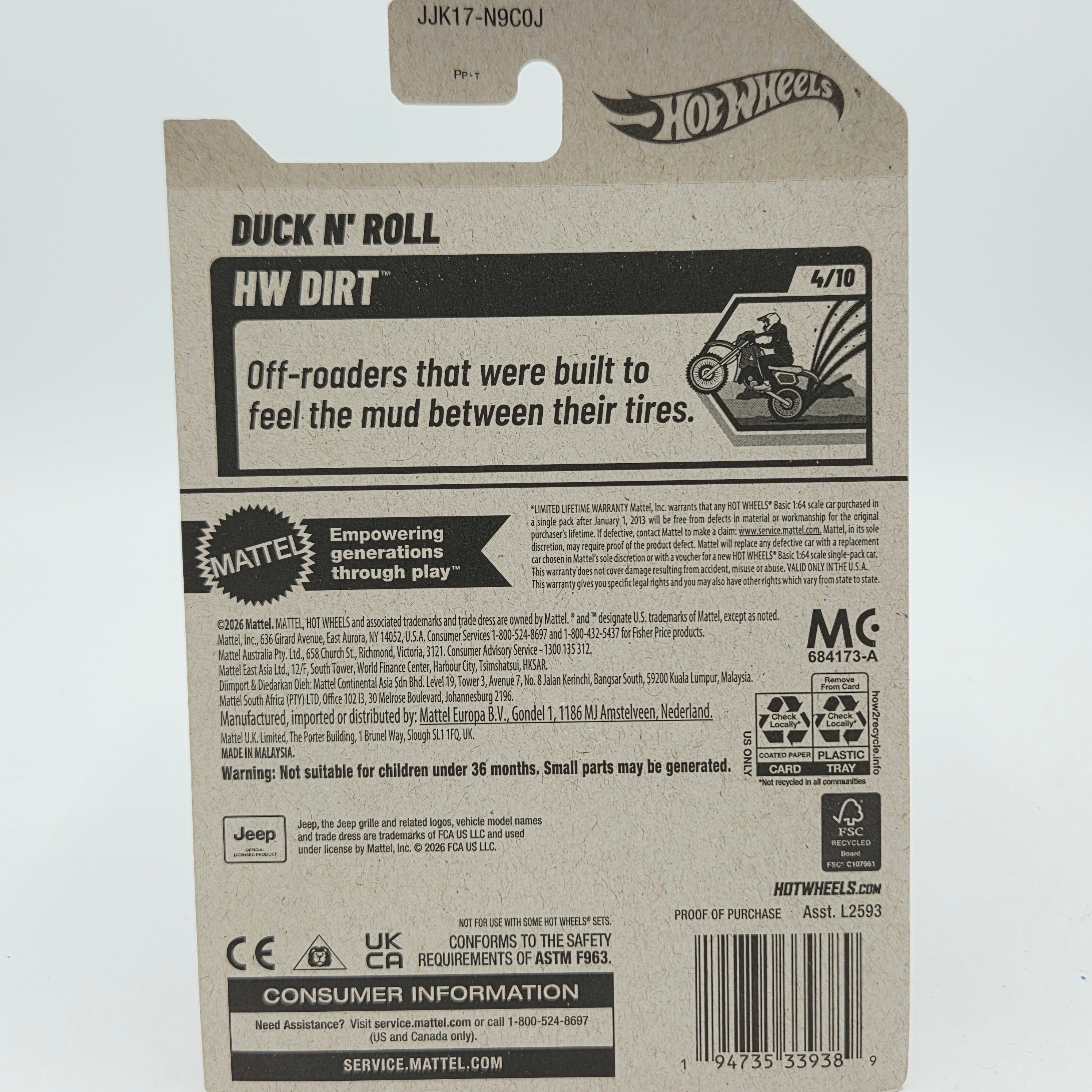 Hot Wheels Duck N' Roll (2026 HW Basic Case J - Dirt)