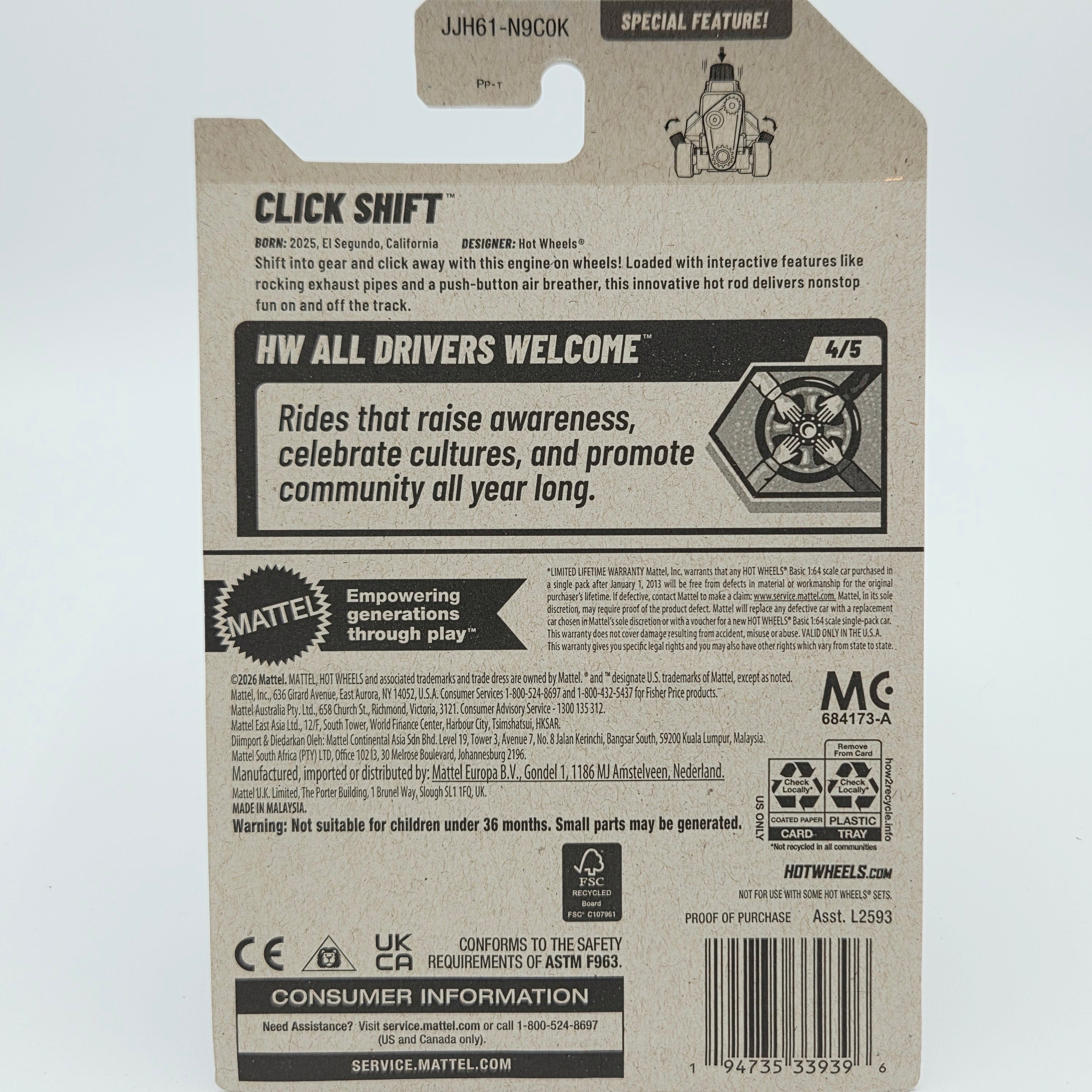 Hot Wheels Click Shift - Easter Seals (2026 HW Basic Case K - All Drivers Welcome)