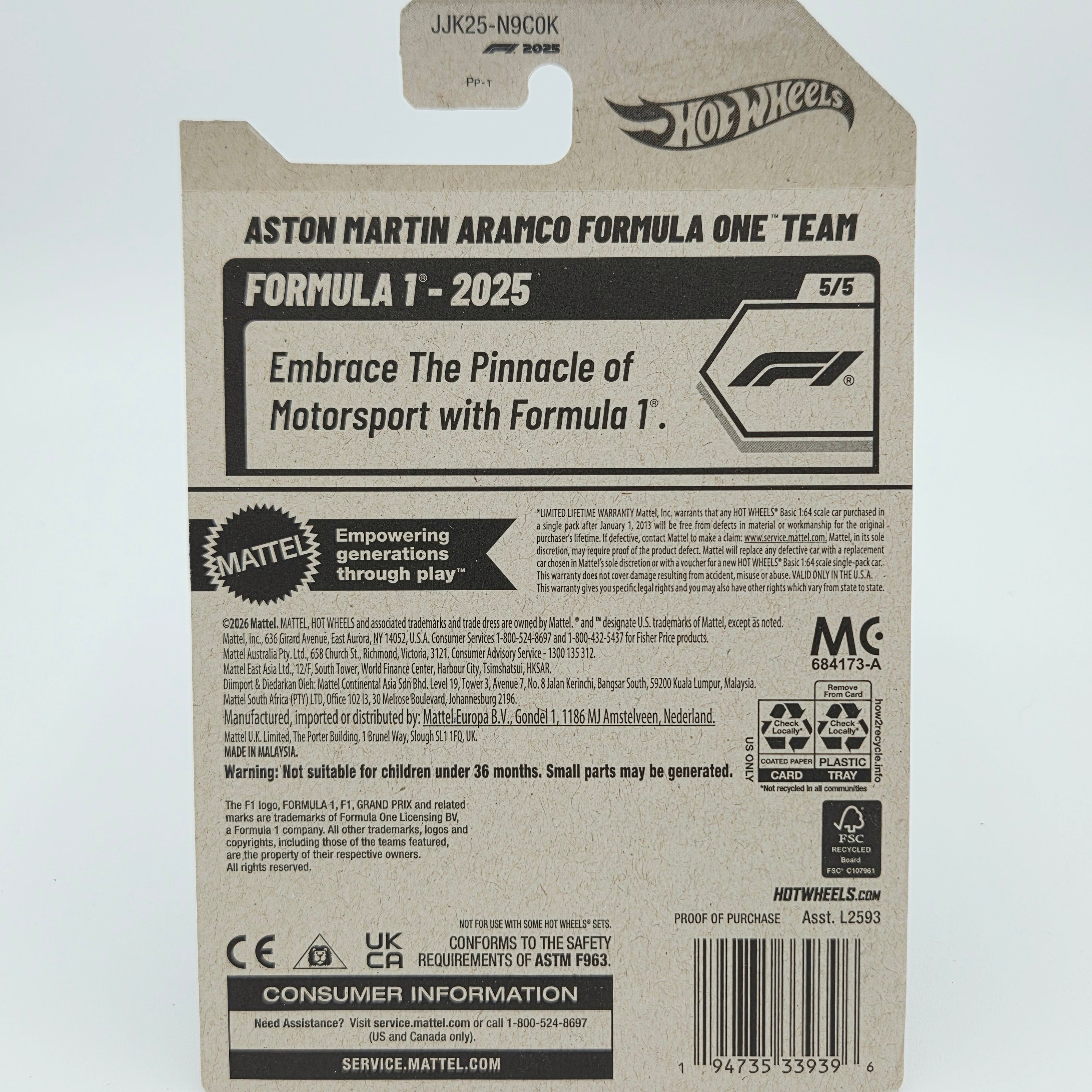 Hot Wheels Aston Martin Aramco Formula One Team (2026 HW Basic Case K - Formula 1)