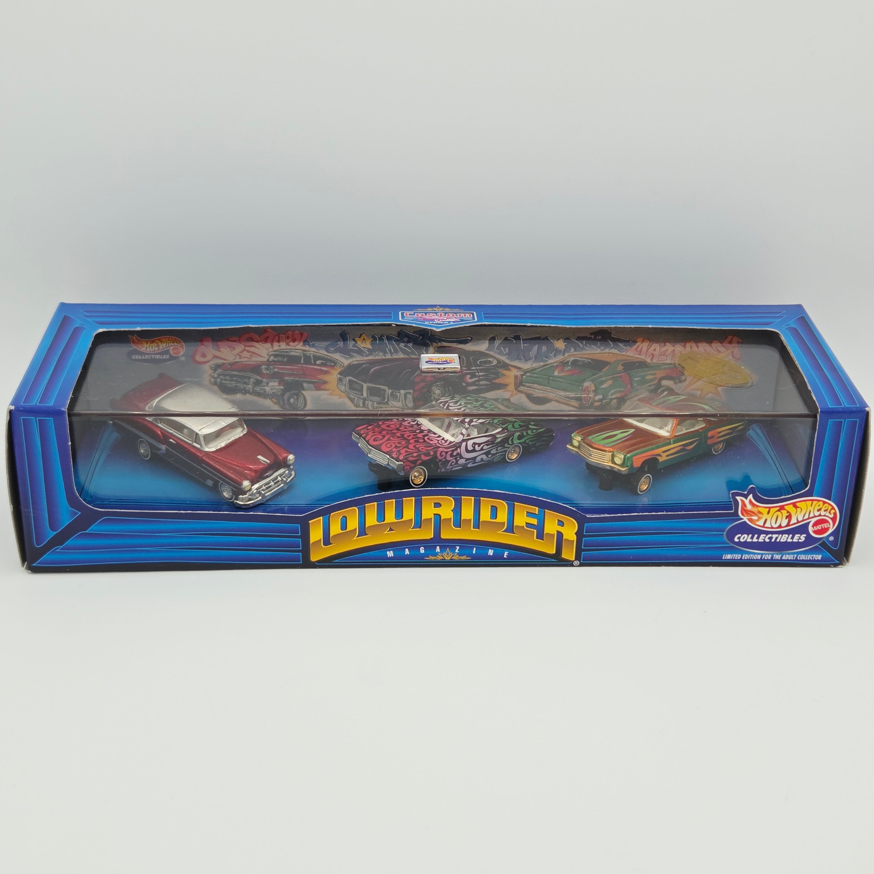 Hot Wheels Lowriders 3 Car Set - Real Riders / Adjustable Suspension (1998 Lowrider Magazine - Custom Series 1 - 100% Hot Wheels)