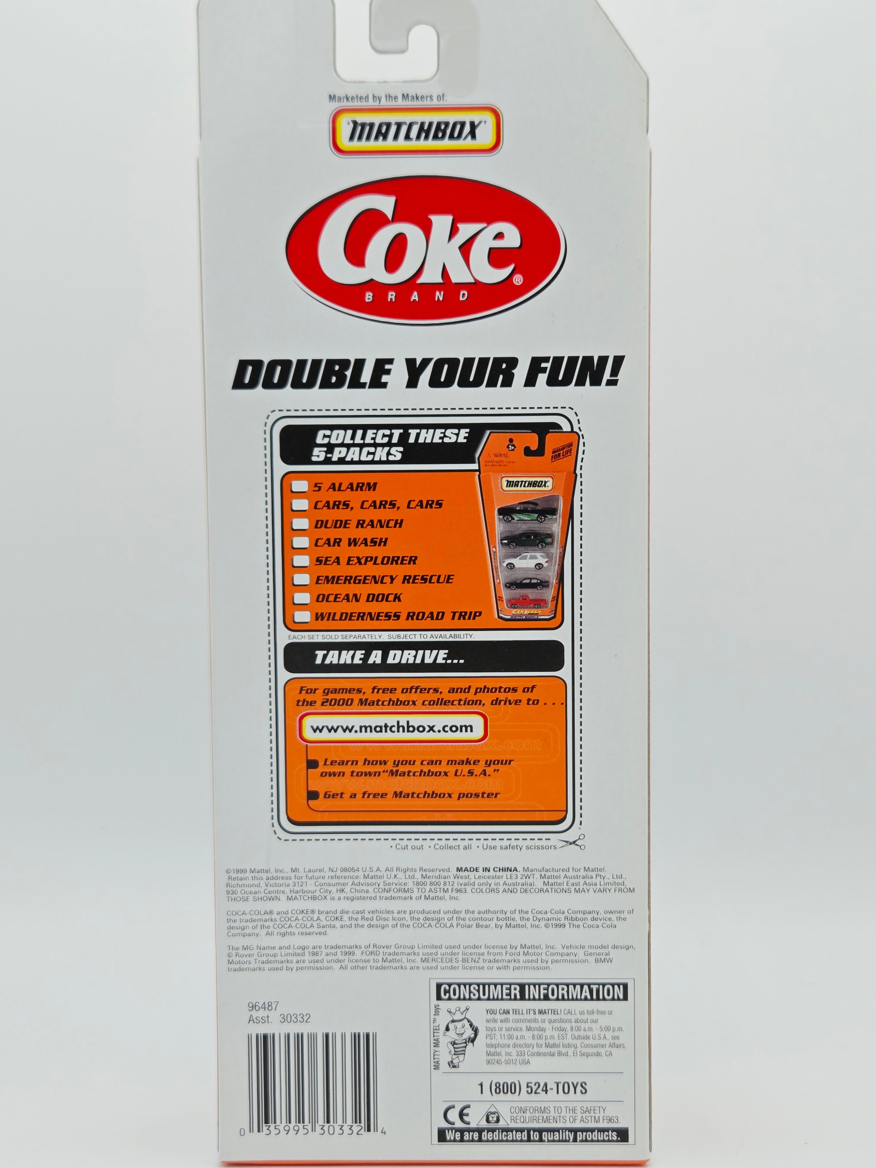 Matchbox Coca-Cola 5 Pack - Exclusive Designs - VW Beetle, Chevy Van (2000)