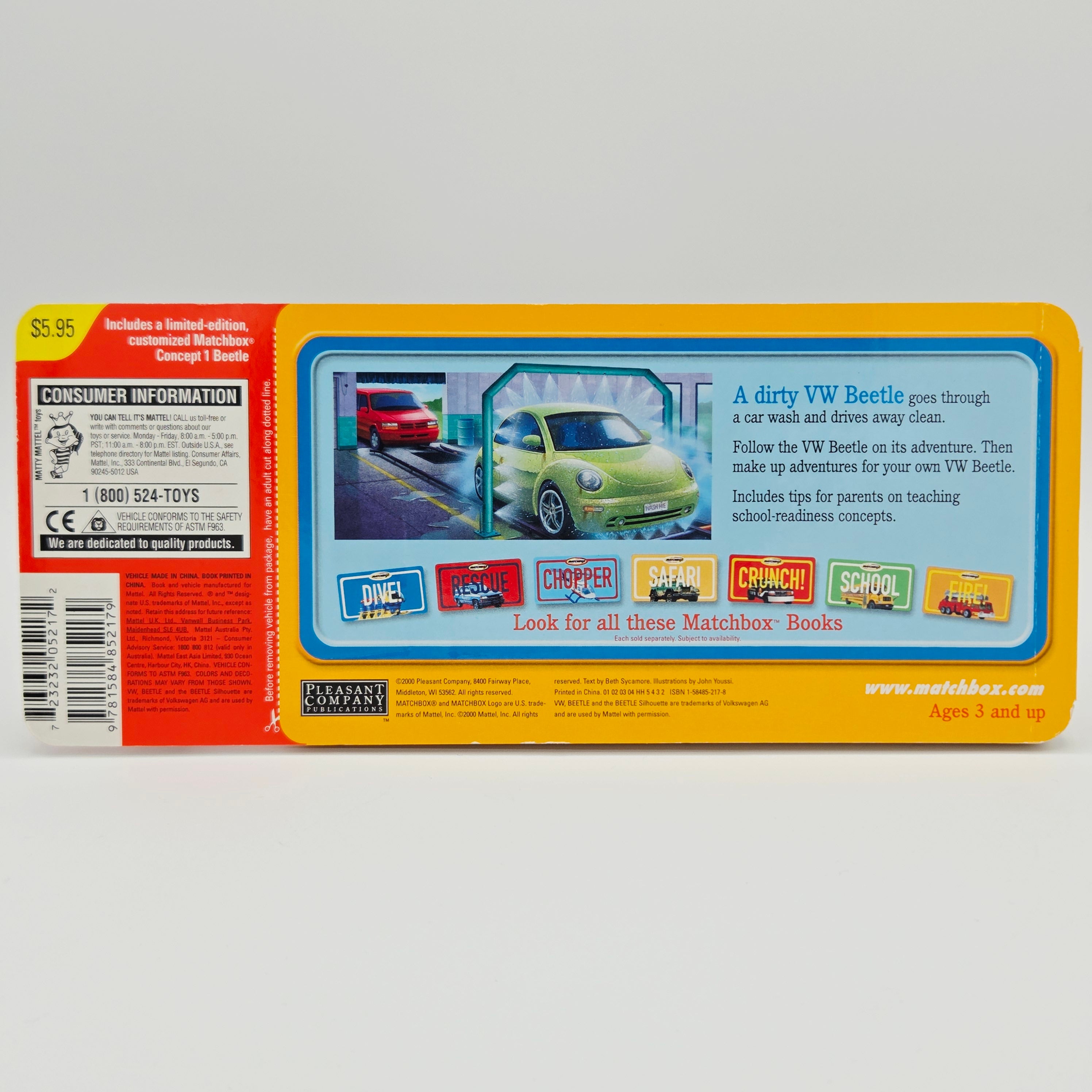 Matchbox "Wash Me" Board Book w/ exclusive Volkswagen Beetle Concept (2000 MBX Book Series)