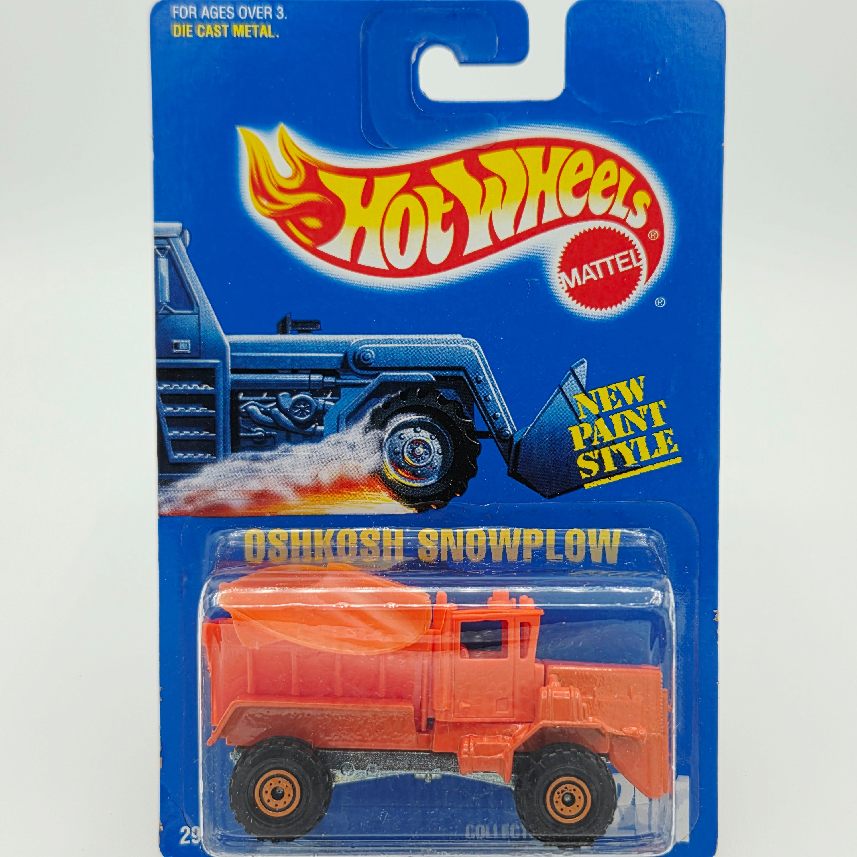Hot Wheels Oshkosh Snow Plow Truck #201 - Orange (1991 HW Basic / Mainline)