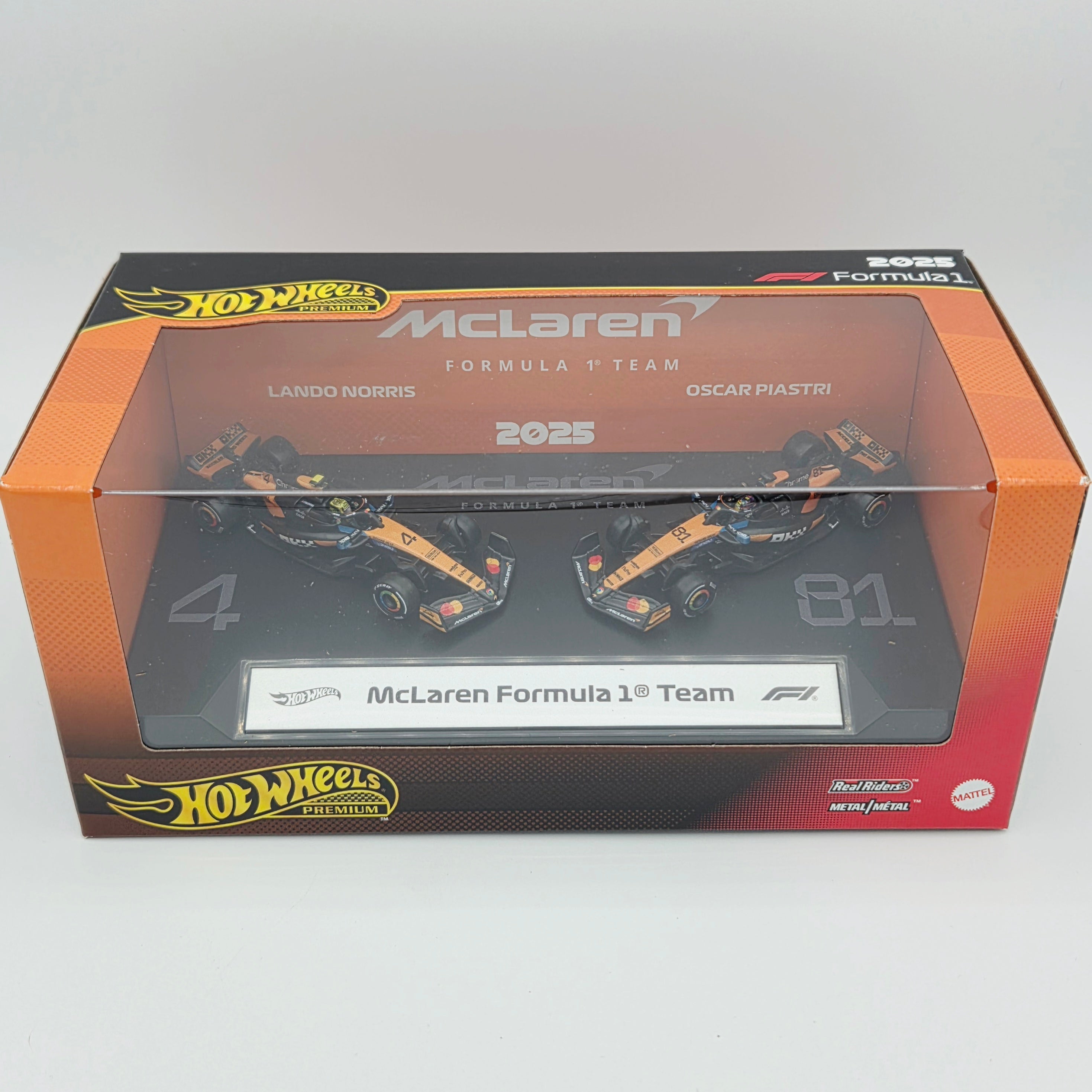 Hot Wheels - McLaren Formula 1 Team 2025 #4 Norris & #81 Piastri (2026 F1 Premium 2 Pack Box Set)