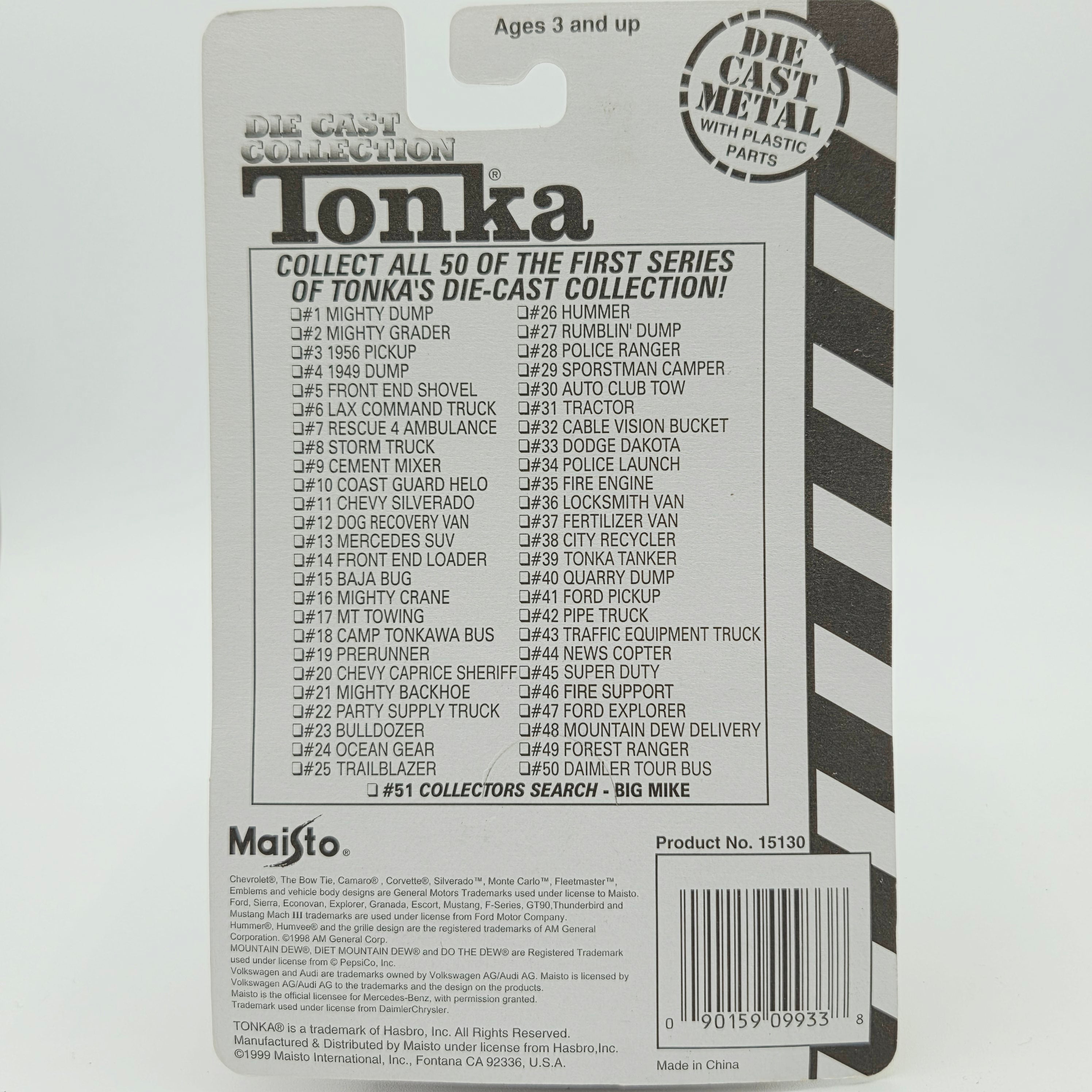 Maisto Equipment Truck / Fire Truck - Approx. 1:64 (1999 Tonka / Hasbro)