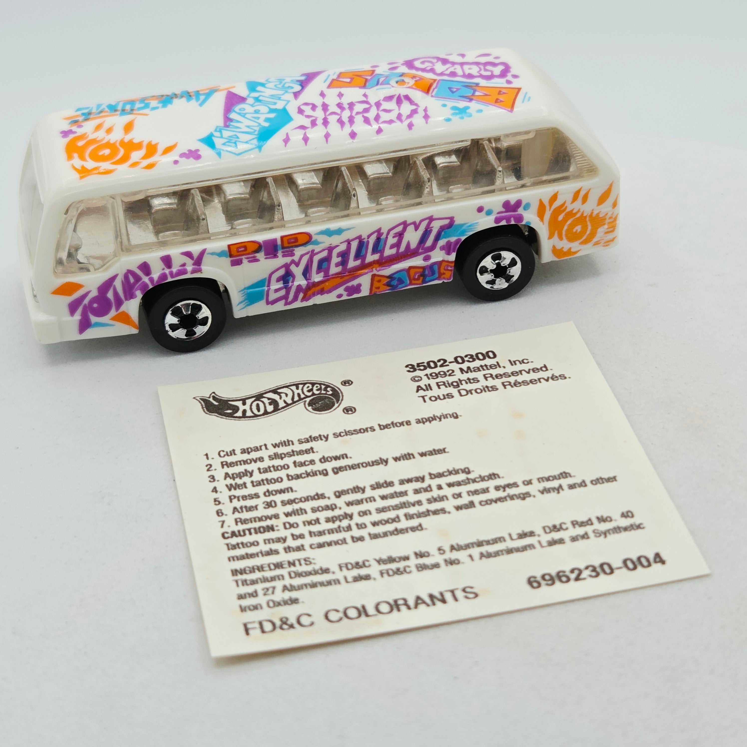 Hot Wheels Rapid Transit Bus Boys, Blackwall - Loose (1992 HW Tattoo Machines)
