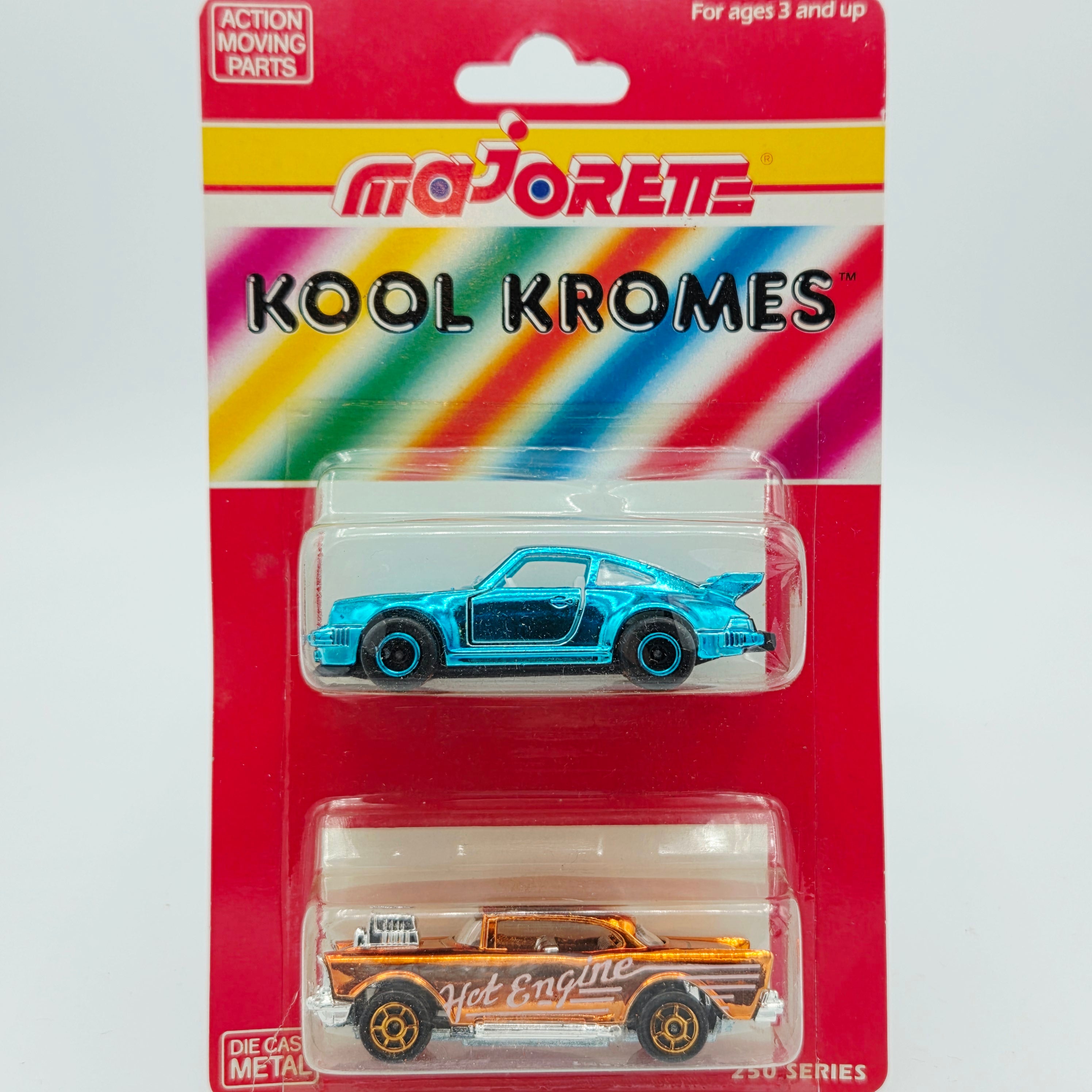 Majorette Porsche 911 #209 / '57 Chevy Bel Air #223 (1990 Kool Kromes - 200 Series)