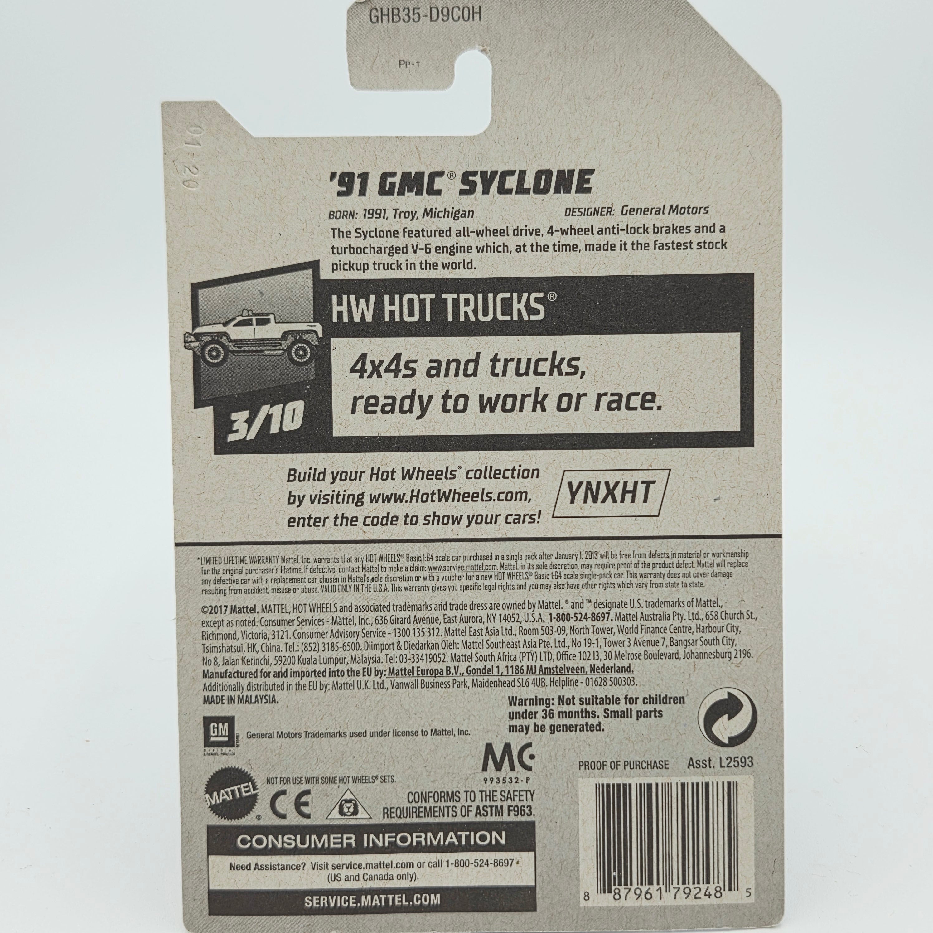 Hot Wheels '91 GMC Syclone Pickup (2020 HW Basic - Hot Trucks)