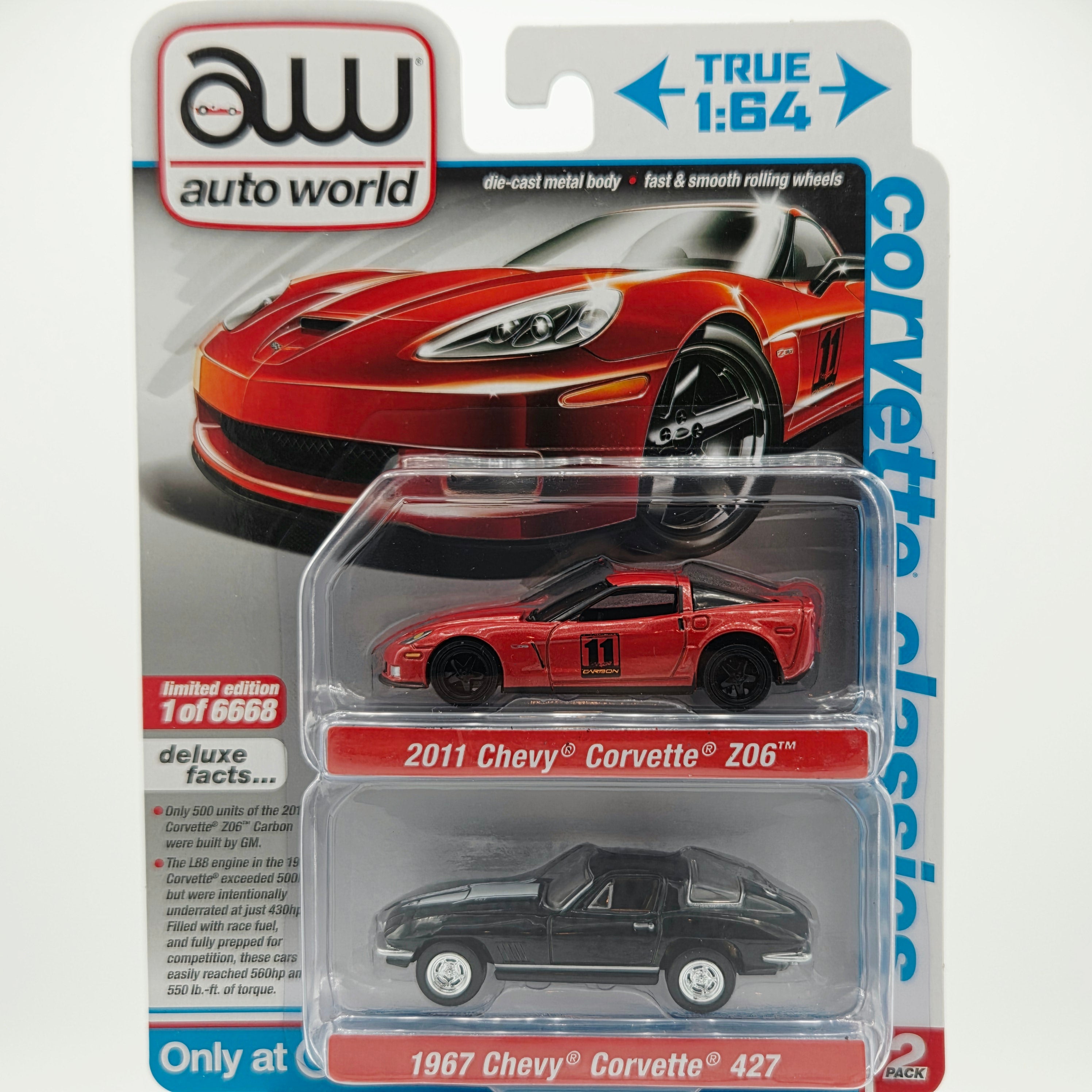 Auto World '11 Chevy Corvette Z06 / '67 Chevy Corvette - 1:64 (2022 Target Exclusive 2-Pack Rel.1 Ver.B) 1 of only 6668