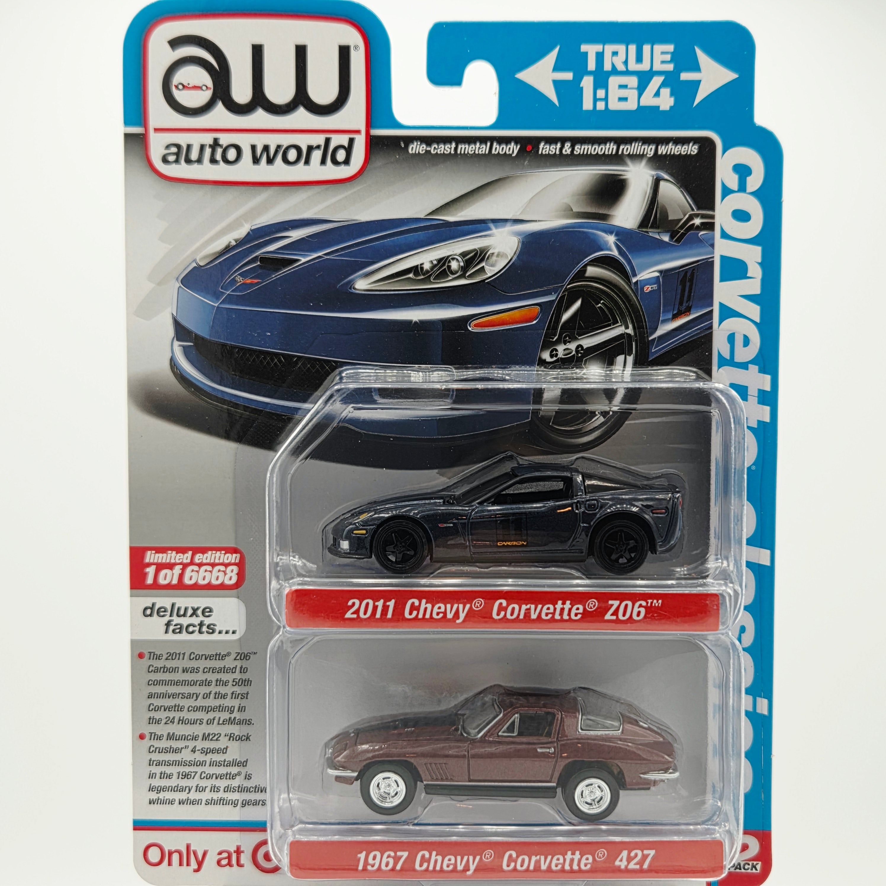 Auto World '11 Chevy Corvette Z06 / '67 Chevy Corvette - 1:64 (2022 Target Exclusive 2-Pack Rel.1 Ver.A) 1 of only 6668