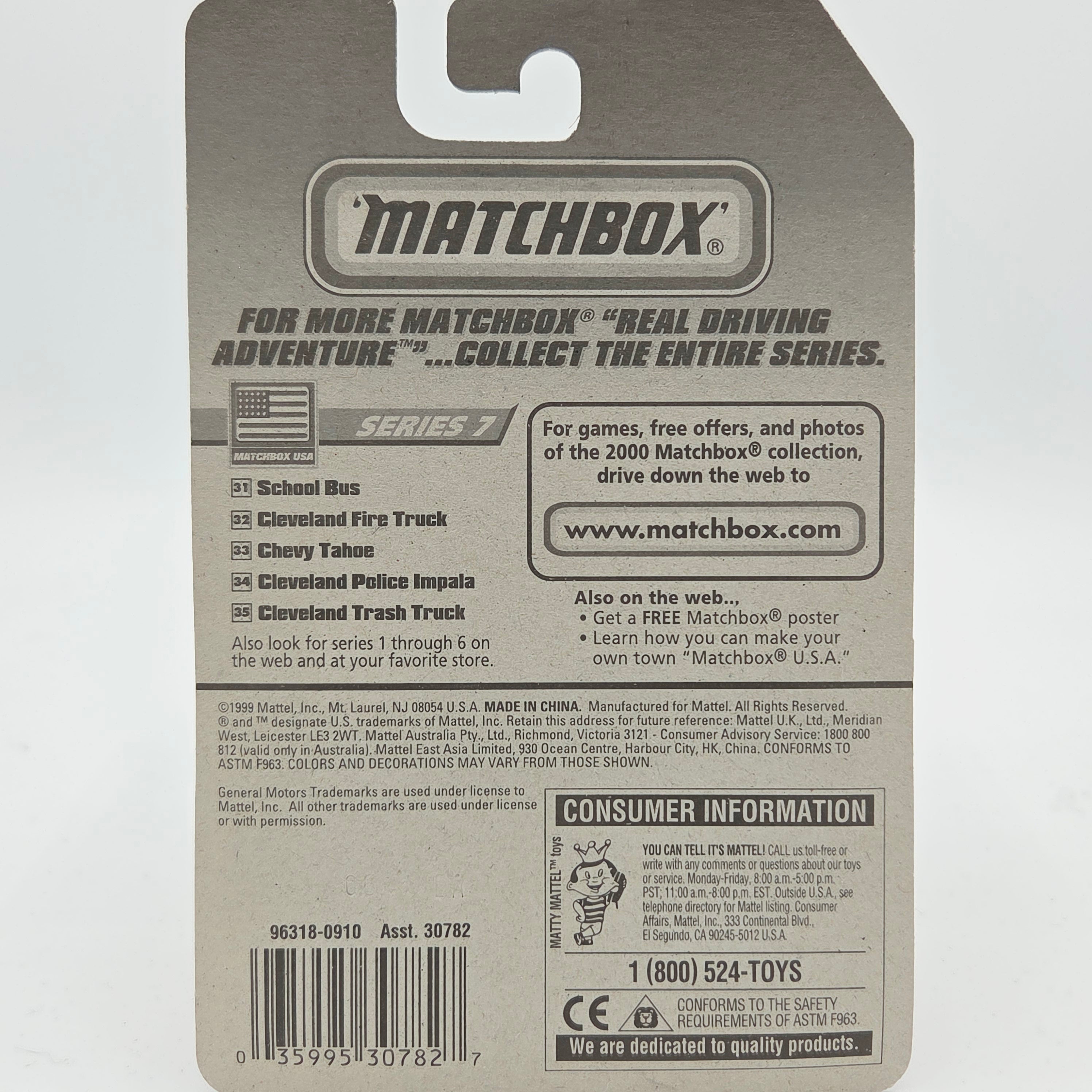 Matchbox Oshkosh Fire Ladder Truck "Cleveland" (2000 MBX Basic - Matchbox USA)