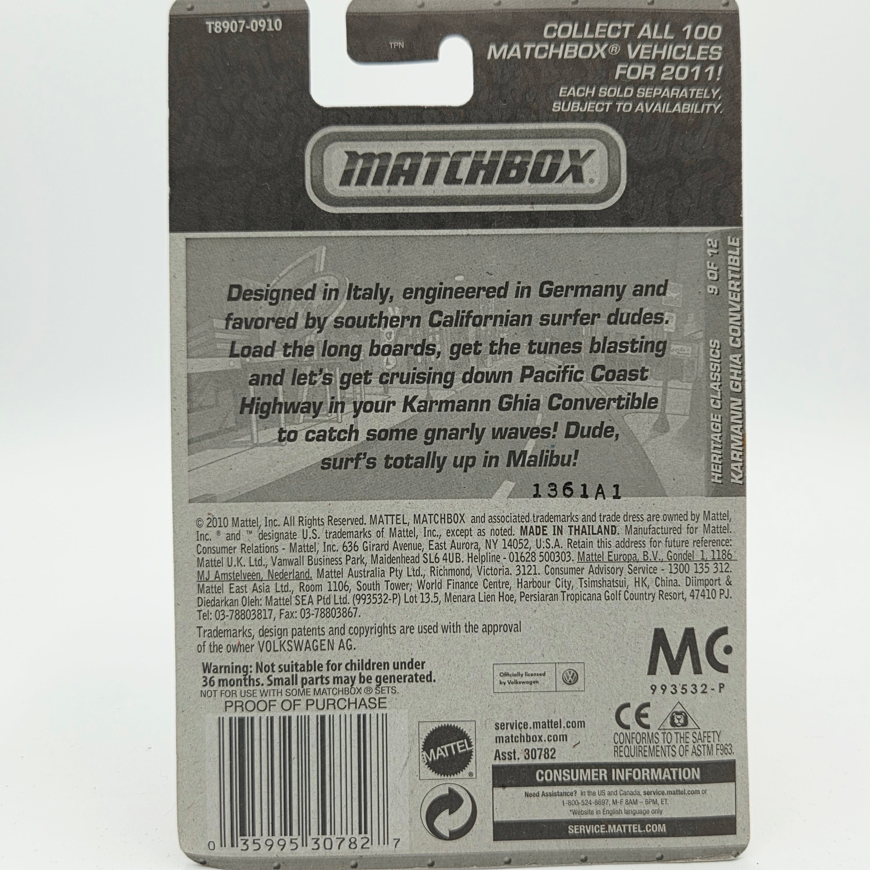Matchbox Karmann Ghia Convertible (2011 MBX Basic - Heritage Classics)
