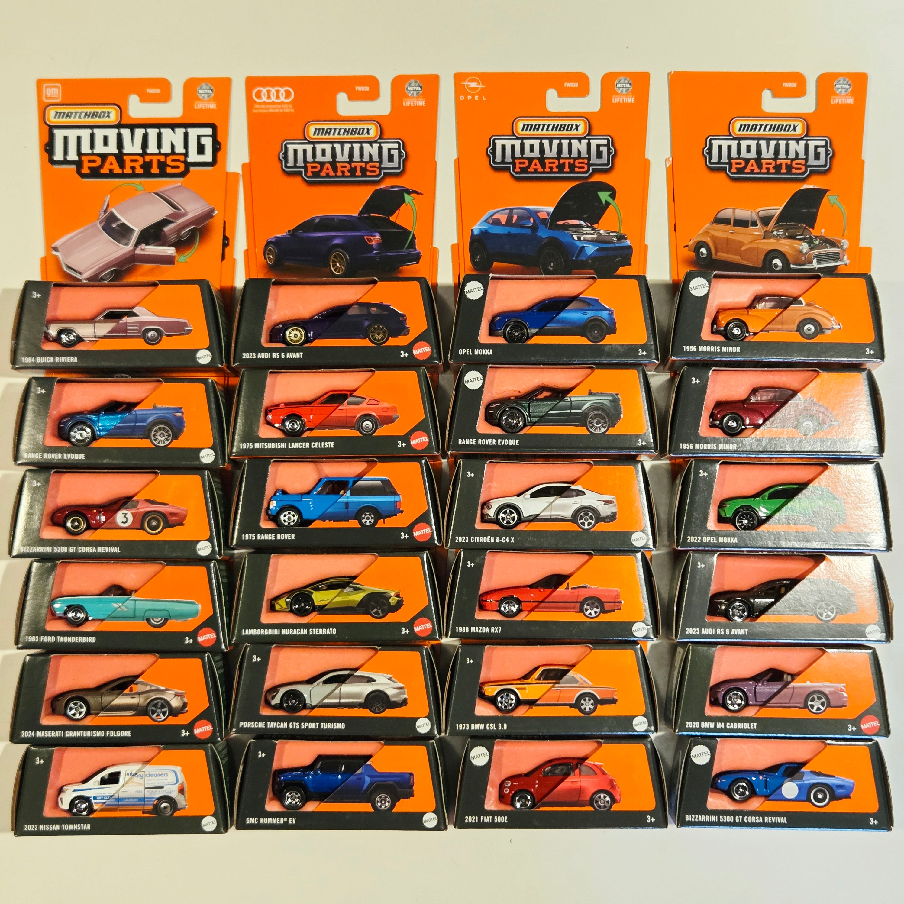Matchbox Moving Parts Bulk Lot A ×24 - Porsche, Lamborghini, Range Rover, Buick, BMW, etc