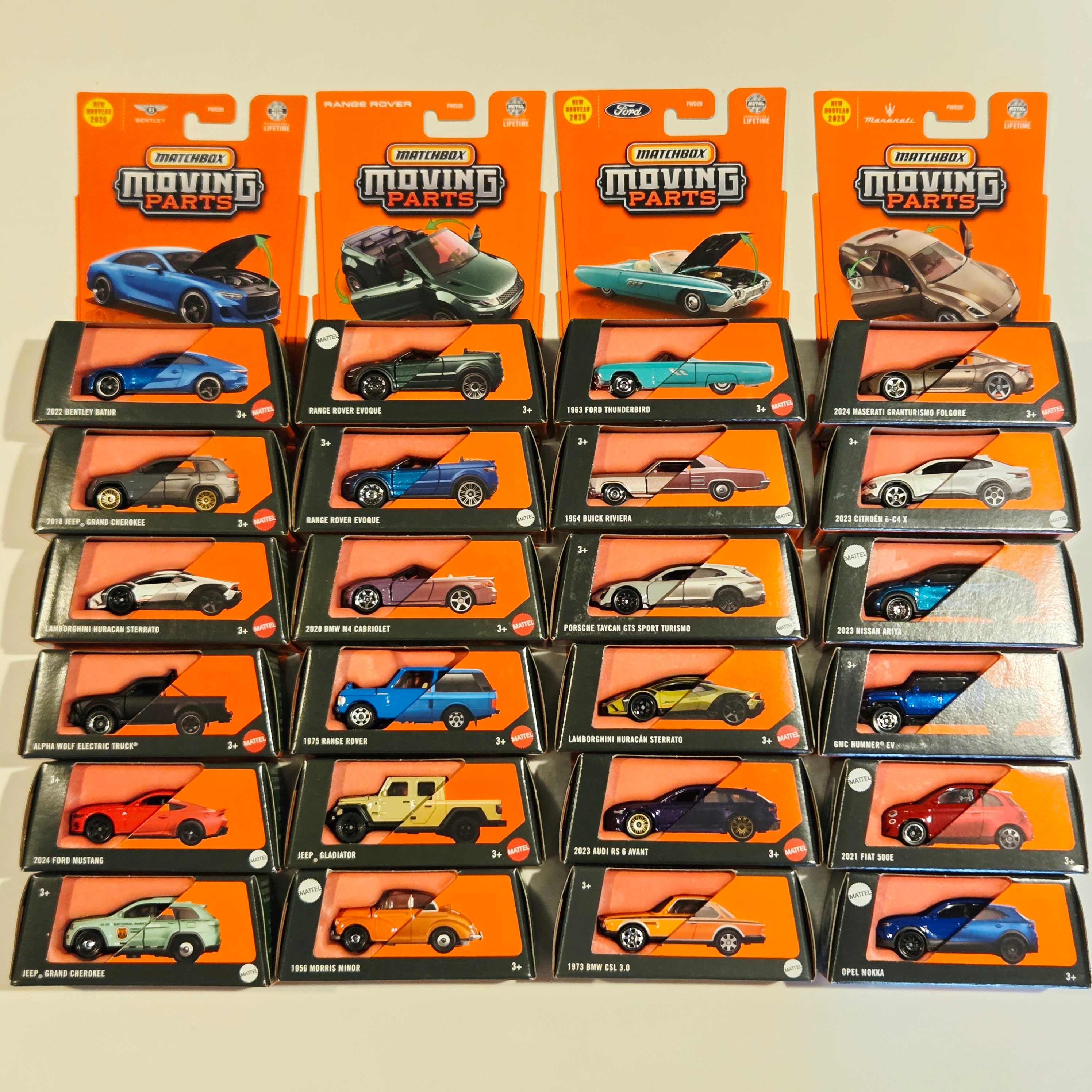 Matchbox Moving Parts Bulk Lot B ×24 - Porsche, Lamborghini, Bentley, Jeep, BMW, etc