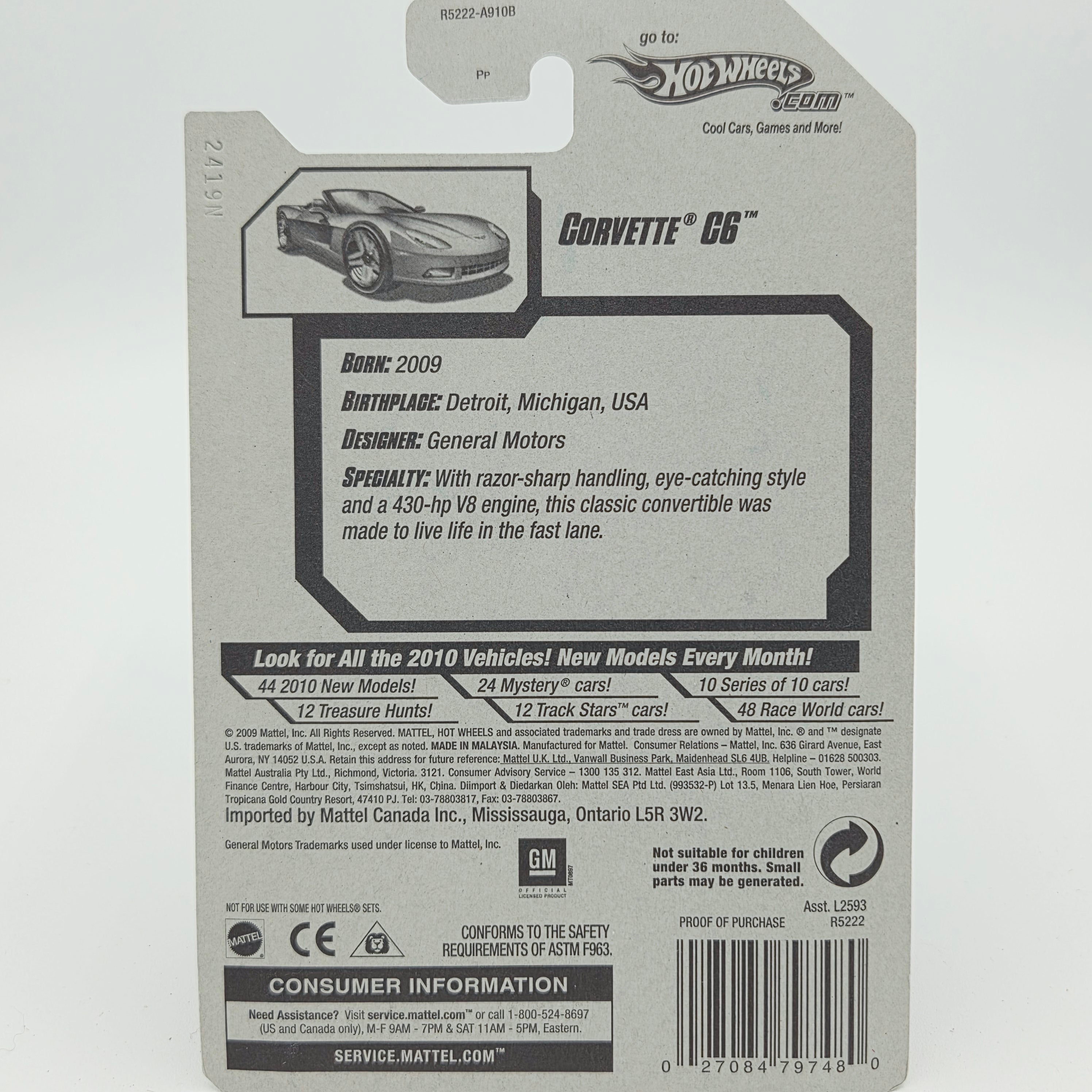 Hot Wheels Chevy Corvette C6 Convertible (2009 HW Basic - New Models)