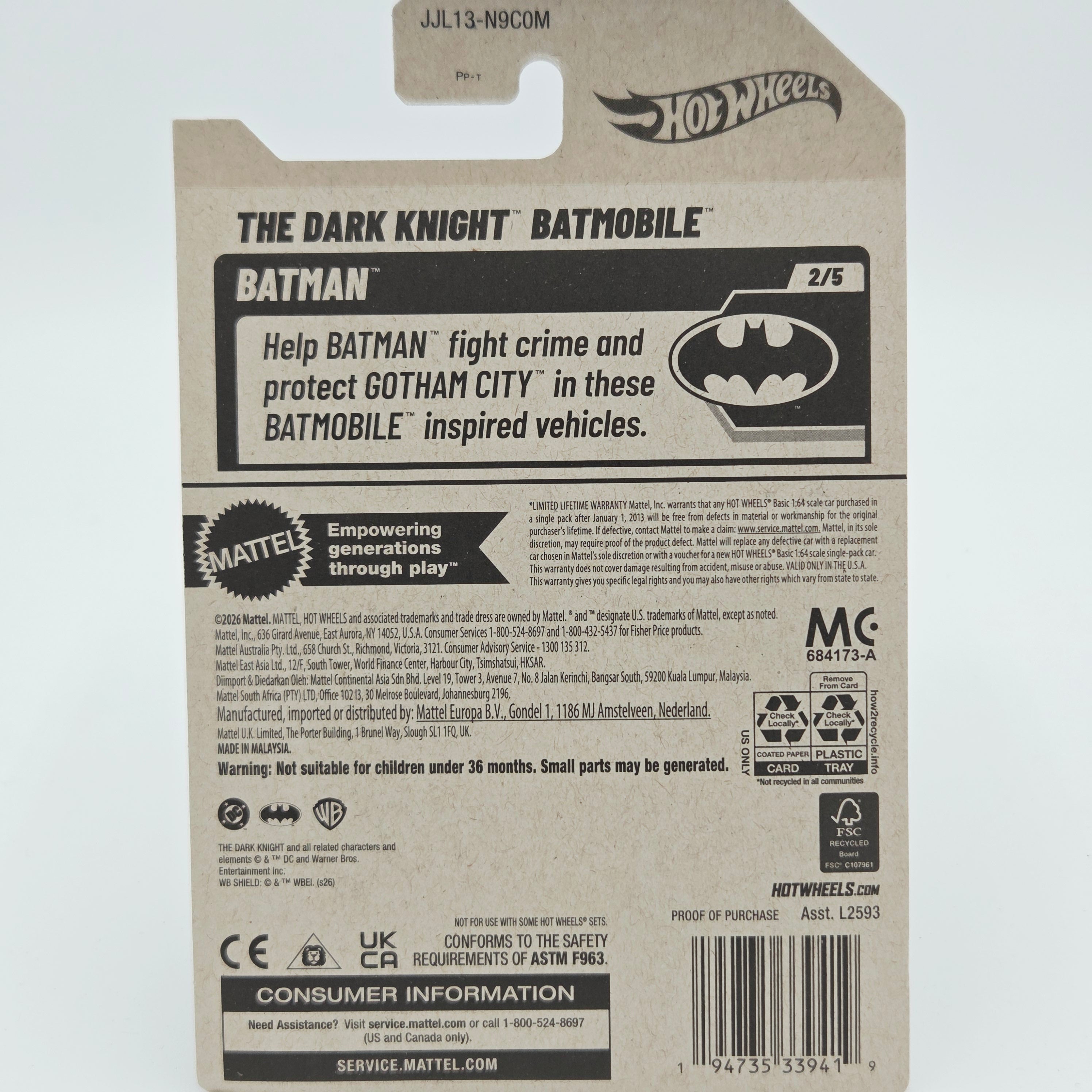 Hot Wheels The Dark Knight Batmobile (2026 HW Basic Case L - Batman)
