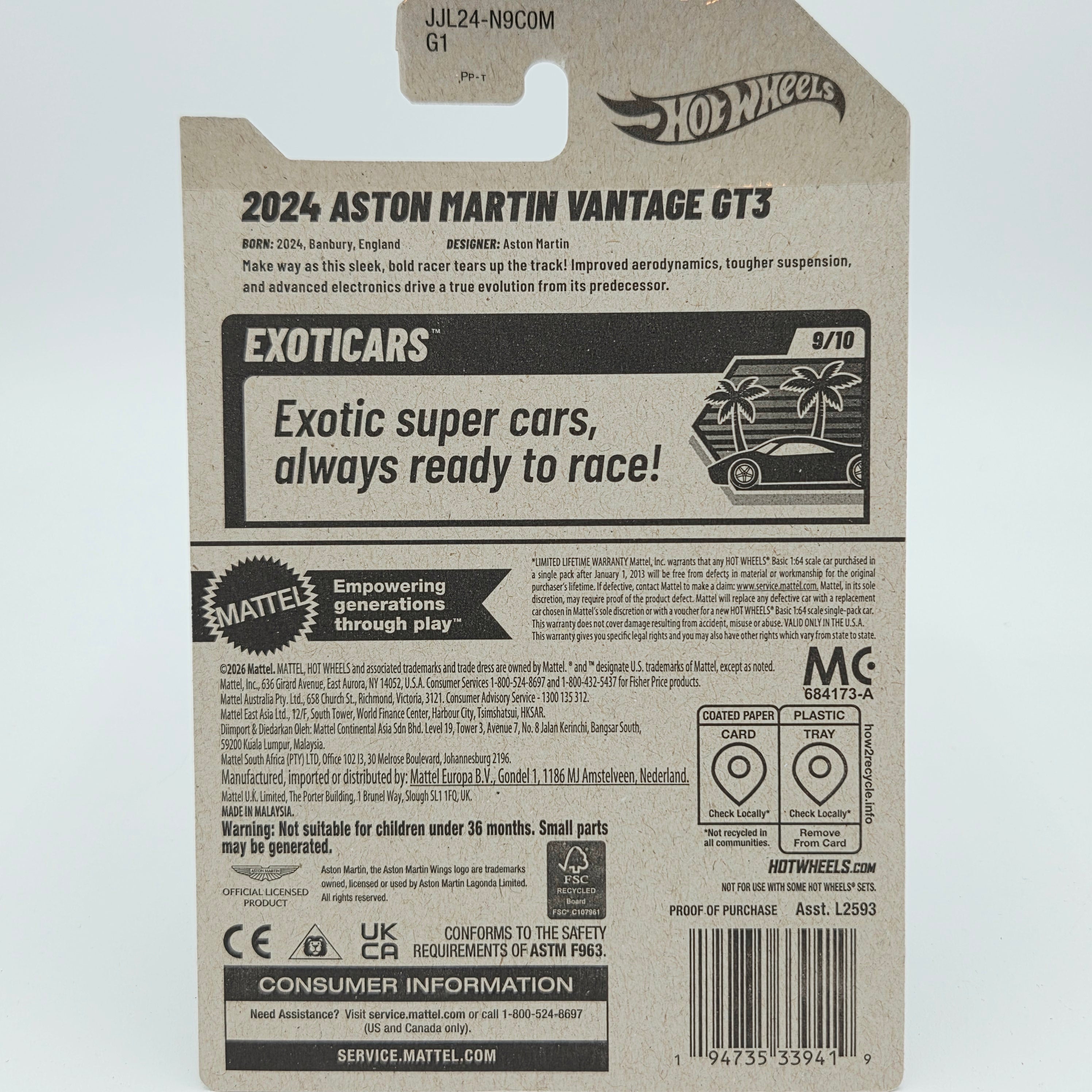 Hot Wheels '24 Aston Martin Vantage GT3 (2026 HW Basic Case L - Exoticars)