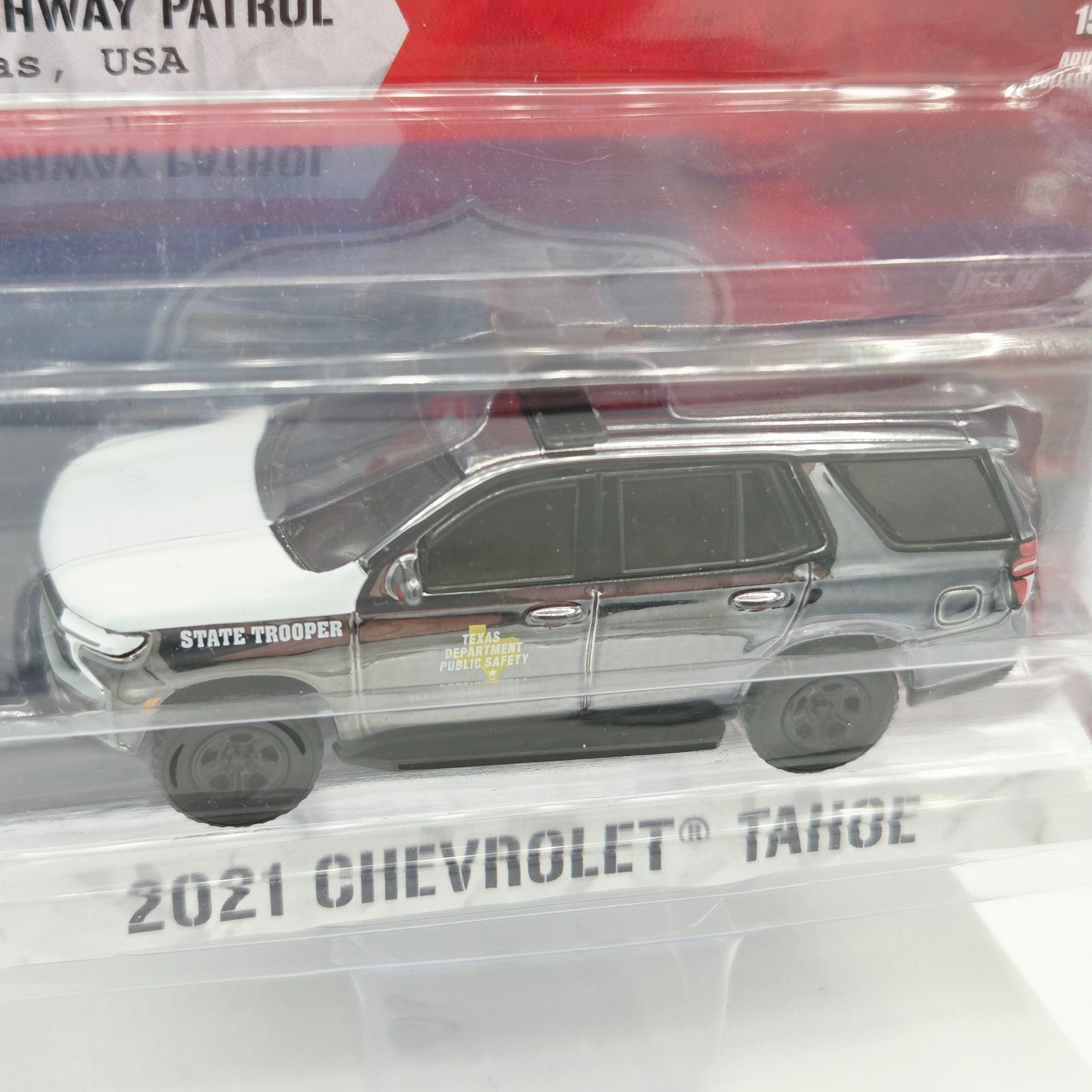 GreenLight - CHASE, BLACK CHROME - '21 Chevrolet Tahoe "Texas Highway Patrol" - 1:64 (Hobby Exclusive)