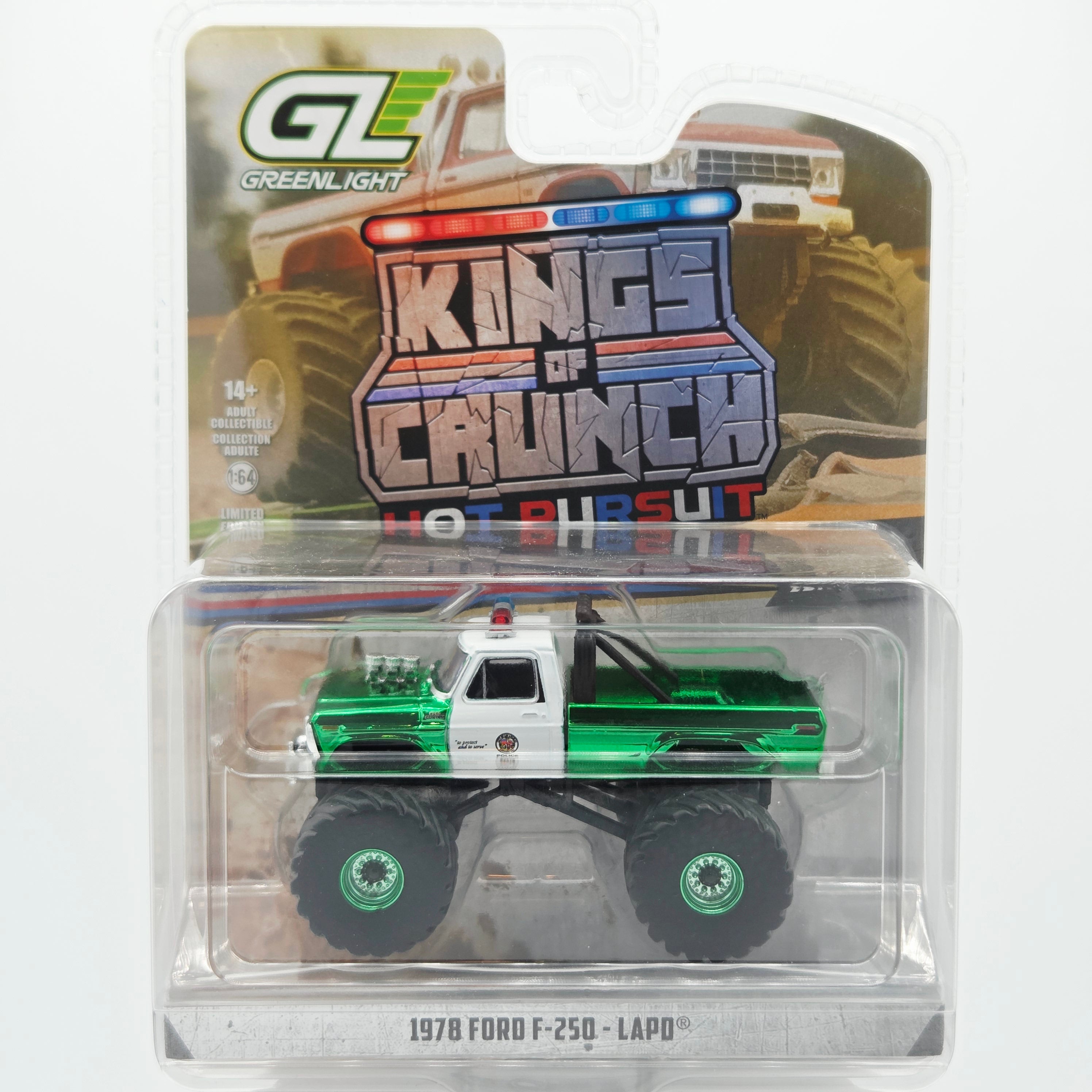 GreenLight - CHASE, GREEN - '78 Ford F-250 "LAPD" Monster Truck - 1:64 (2026 Kings of Crunch Hot Pursuit)