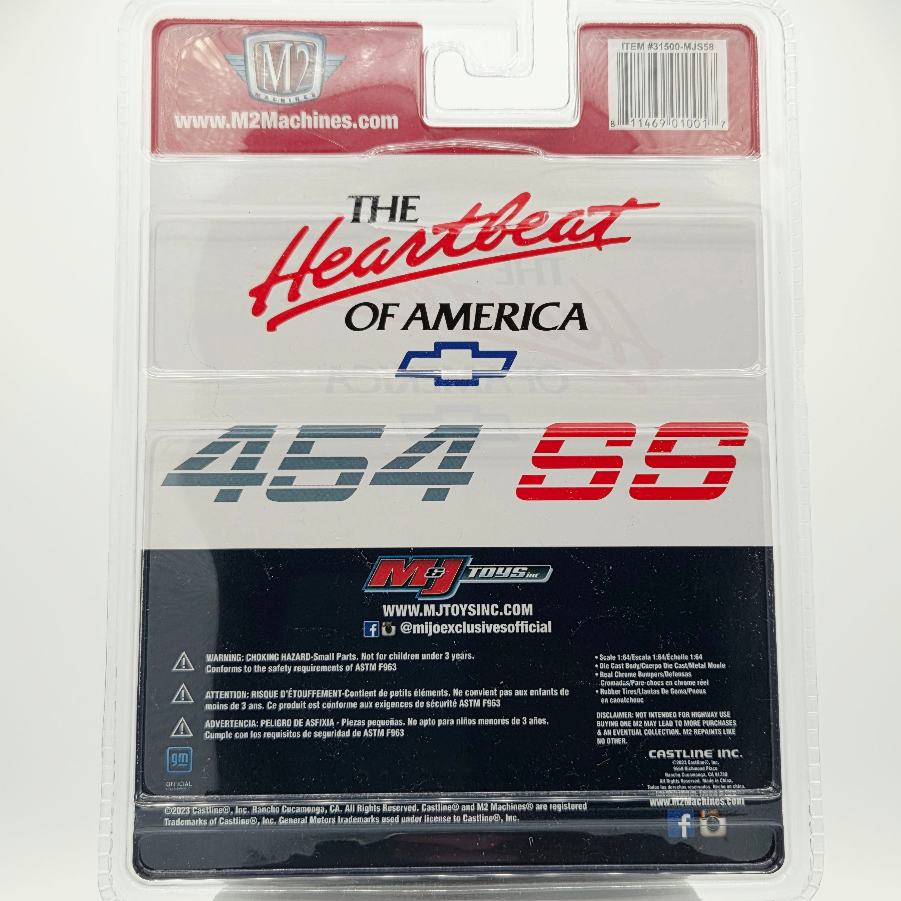 M2 Machines '90 Chevrolet C1500 SS 454 Pick-up Truck, White w/ Red Flames (2023 MiJo Exclusives - Limited Edition)
