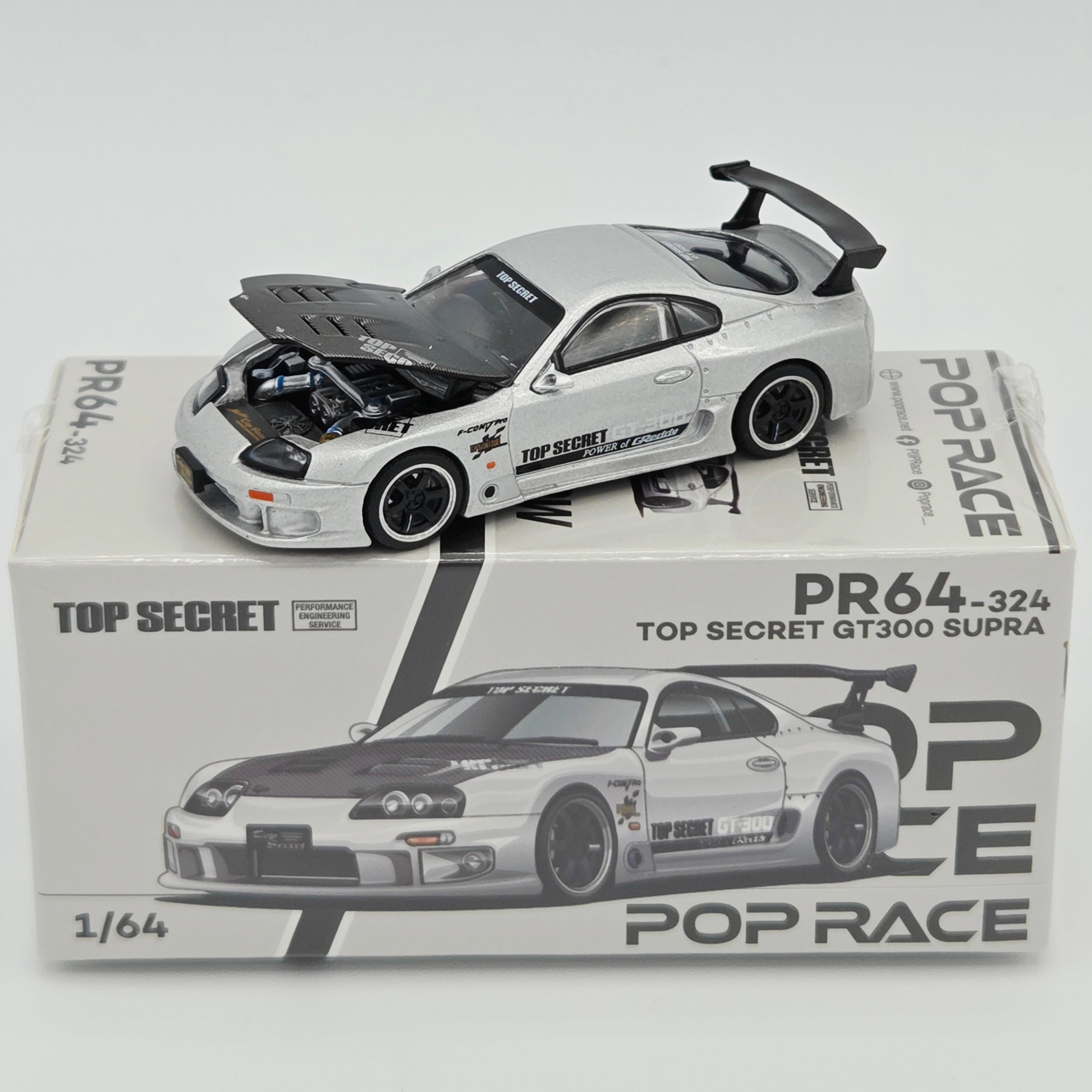 Pop Race Top Secret Toyota GT300 Supra - 1:64, Silver #324 (2026 Limited Edition)