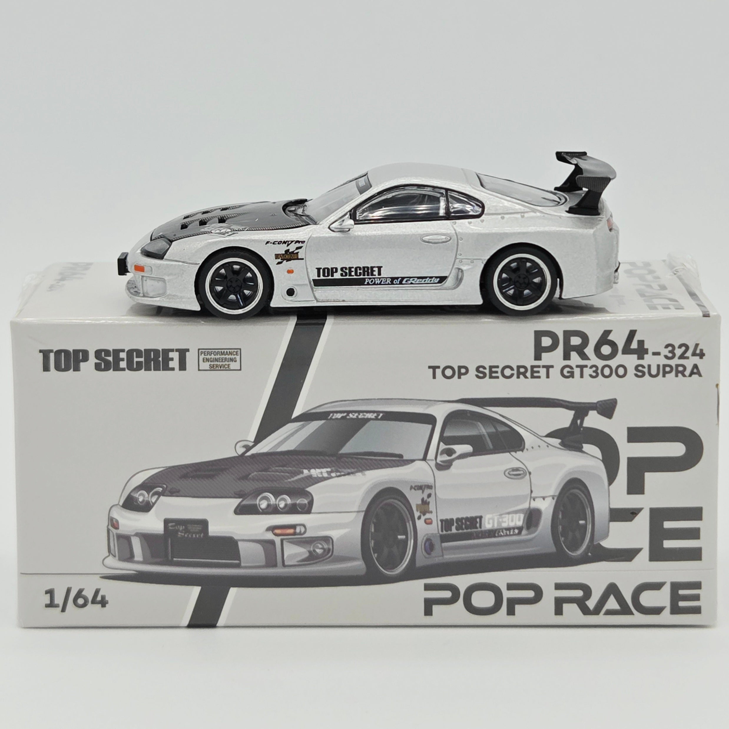 Pop Race Top Secret Toyota GT300 Supra - 1:64, Silver #324 (2026 Limited Edition)