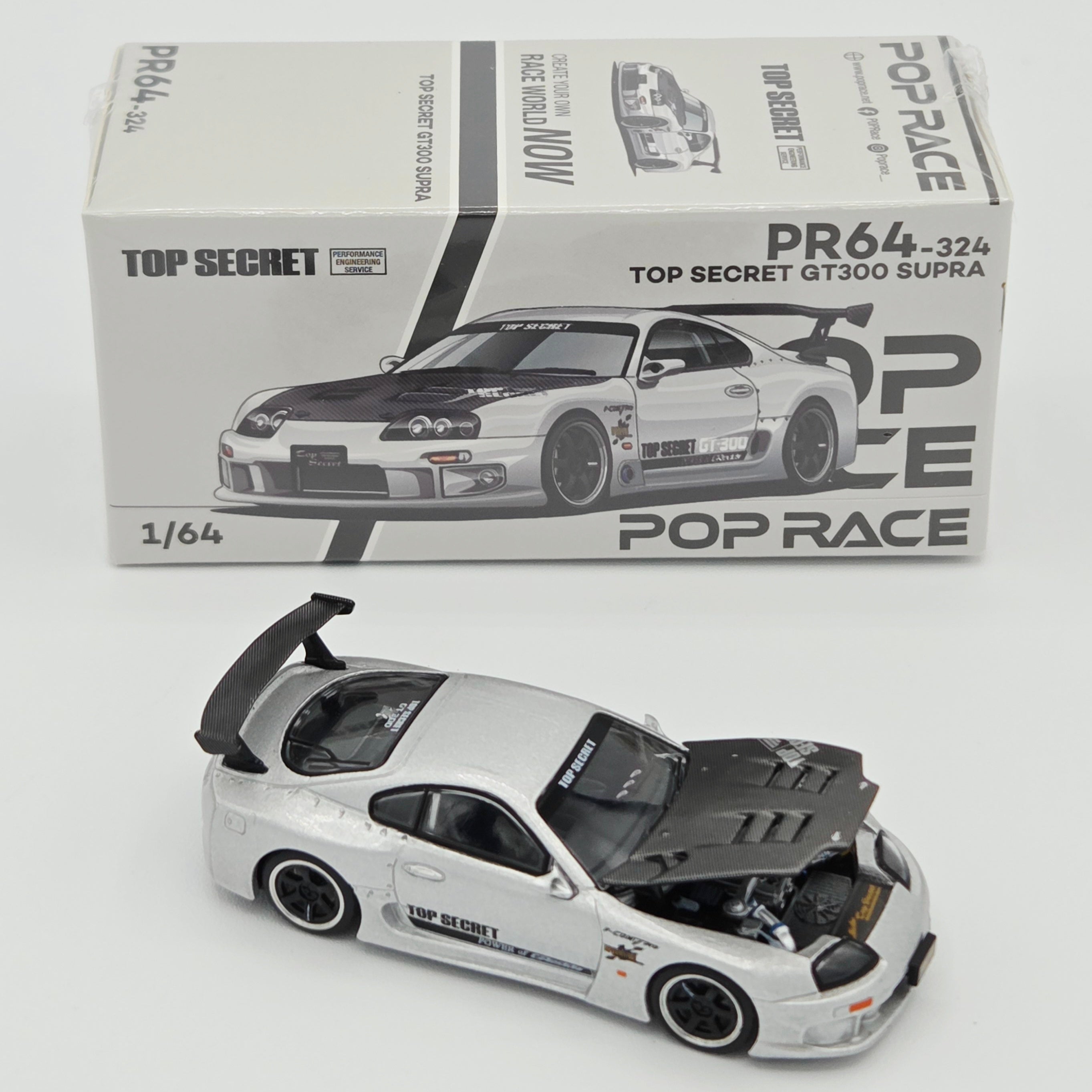 Pop Race Top Secret Toyota GT300 Supra - 1:64, Silver #324 (2026 Limited Edition)
