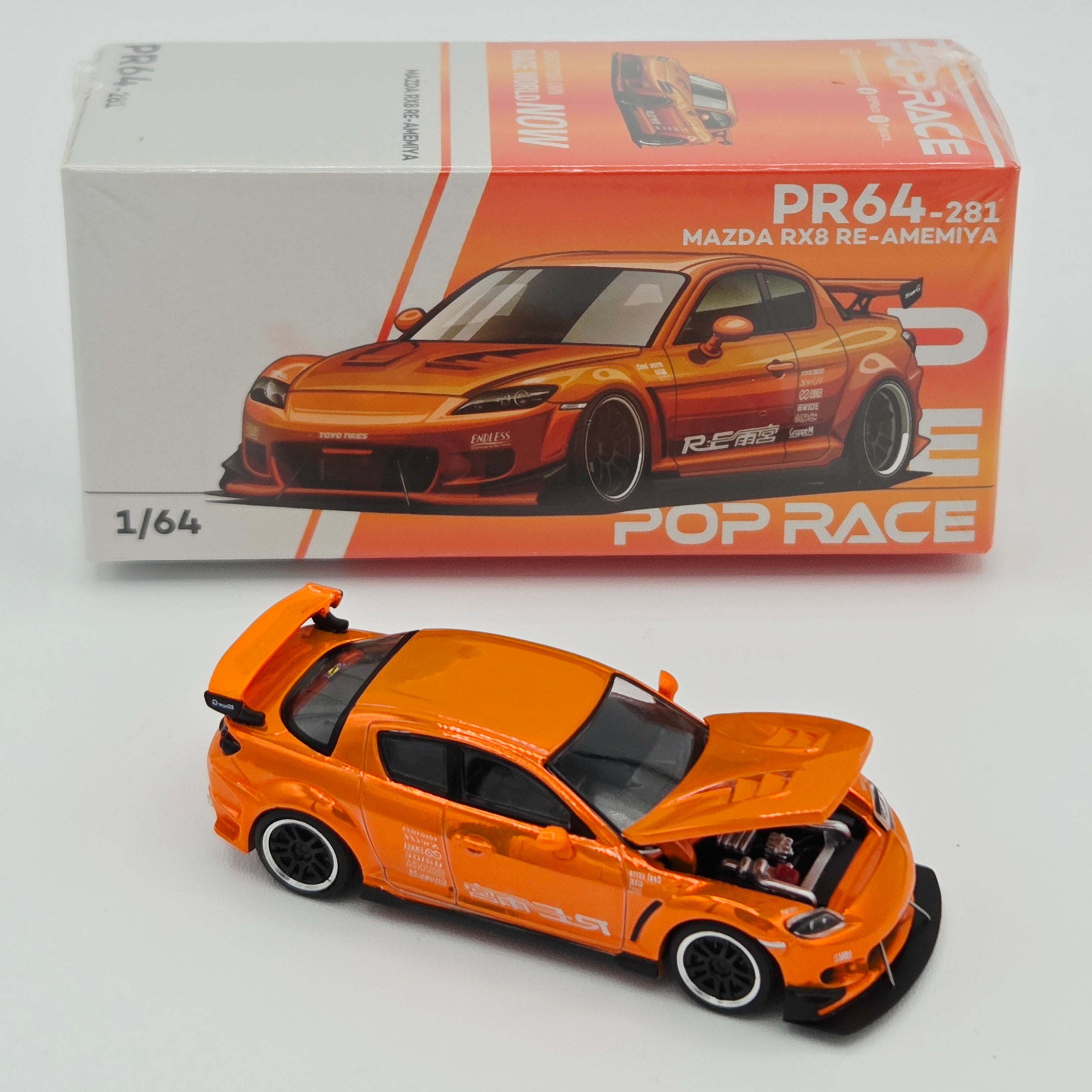Pop Race Mazda RX-8 Re-Amemiya - 1:64, Orange Chrome #281 (2026 Limited Edition)