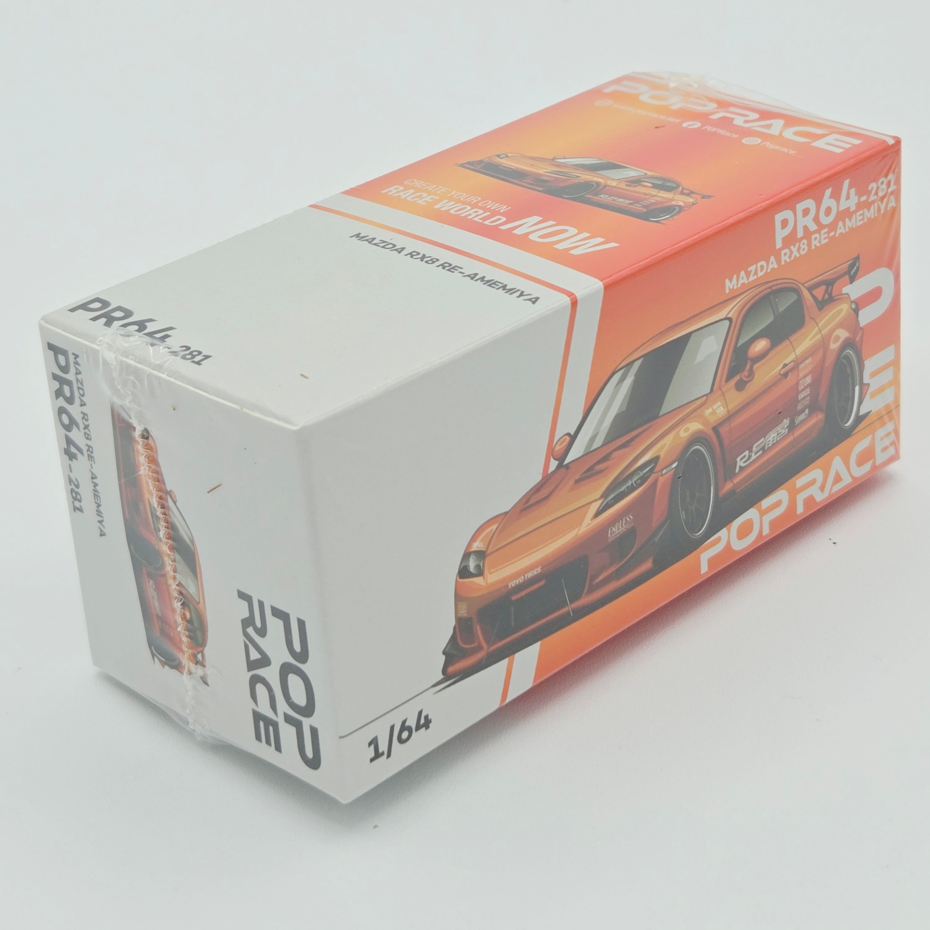 Pop Race Mazda RX-8 Re-Amemiya - 1:64, Orange Chrome #281 (2026 Limited Edition)